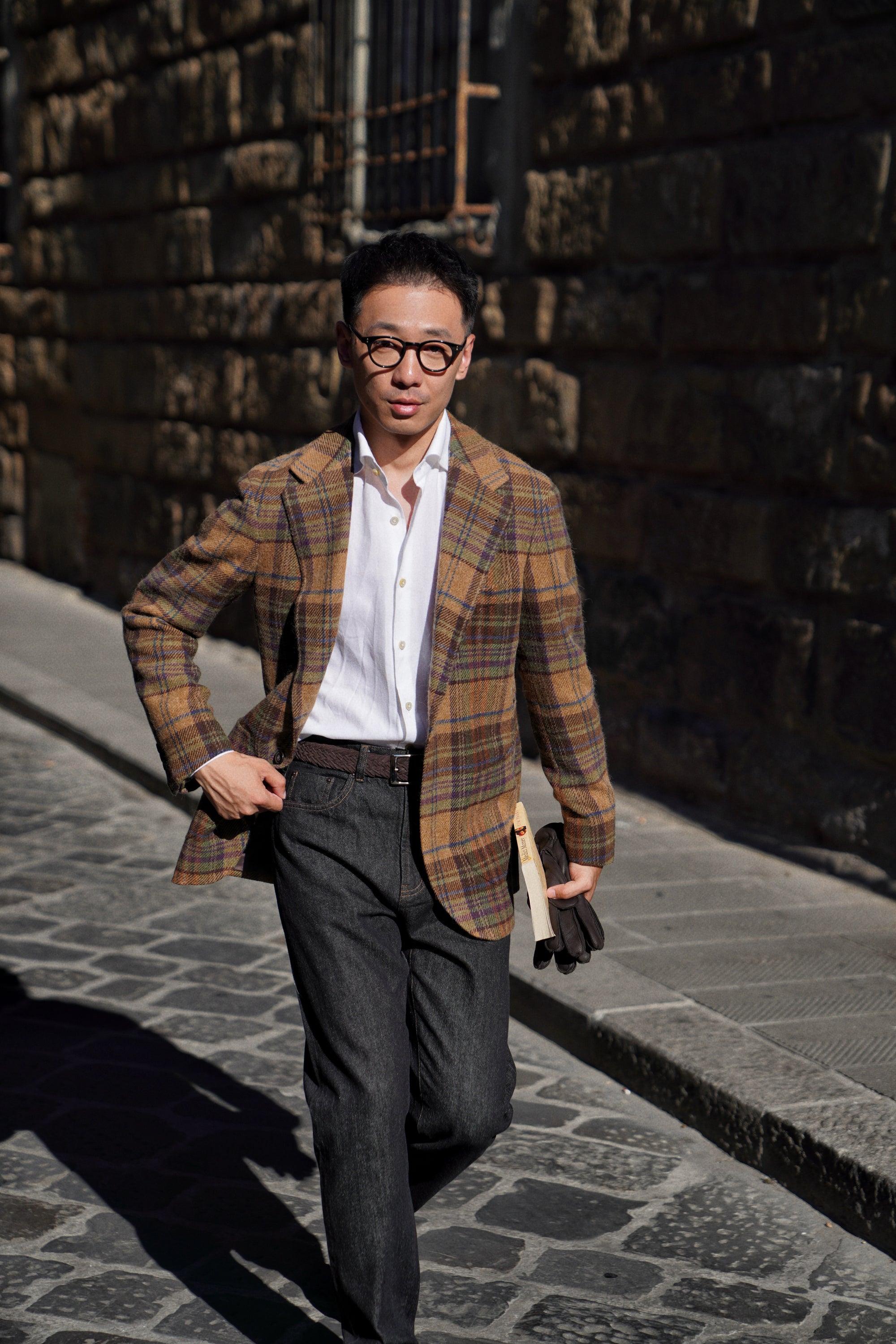 MTO Dark Camel Plaid Tweed Jacket #637