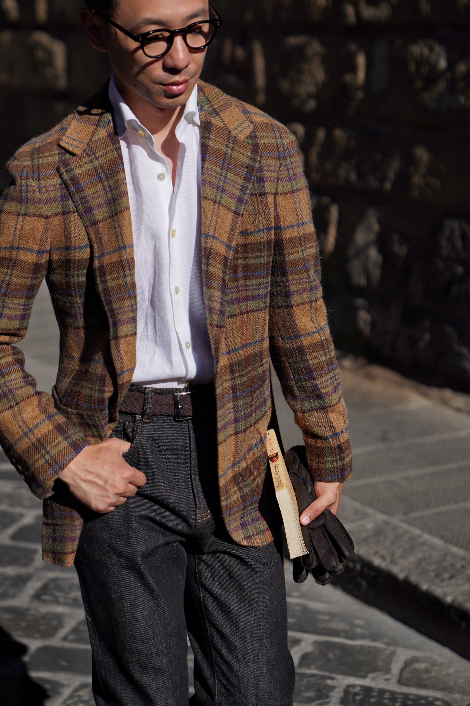 MTO Dark Camel Plaid Tweed Jacket #637