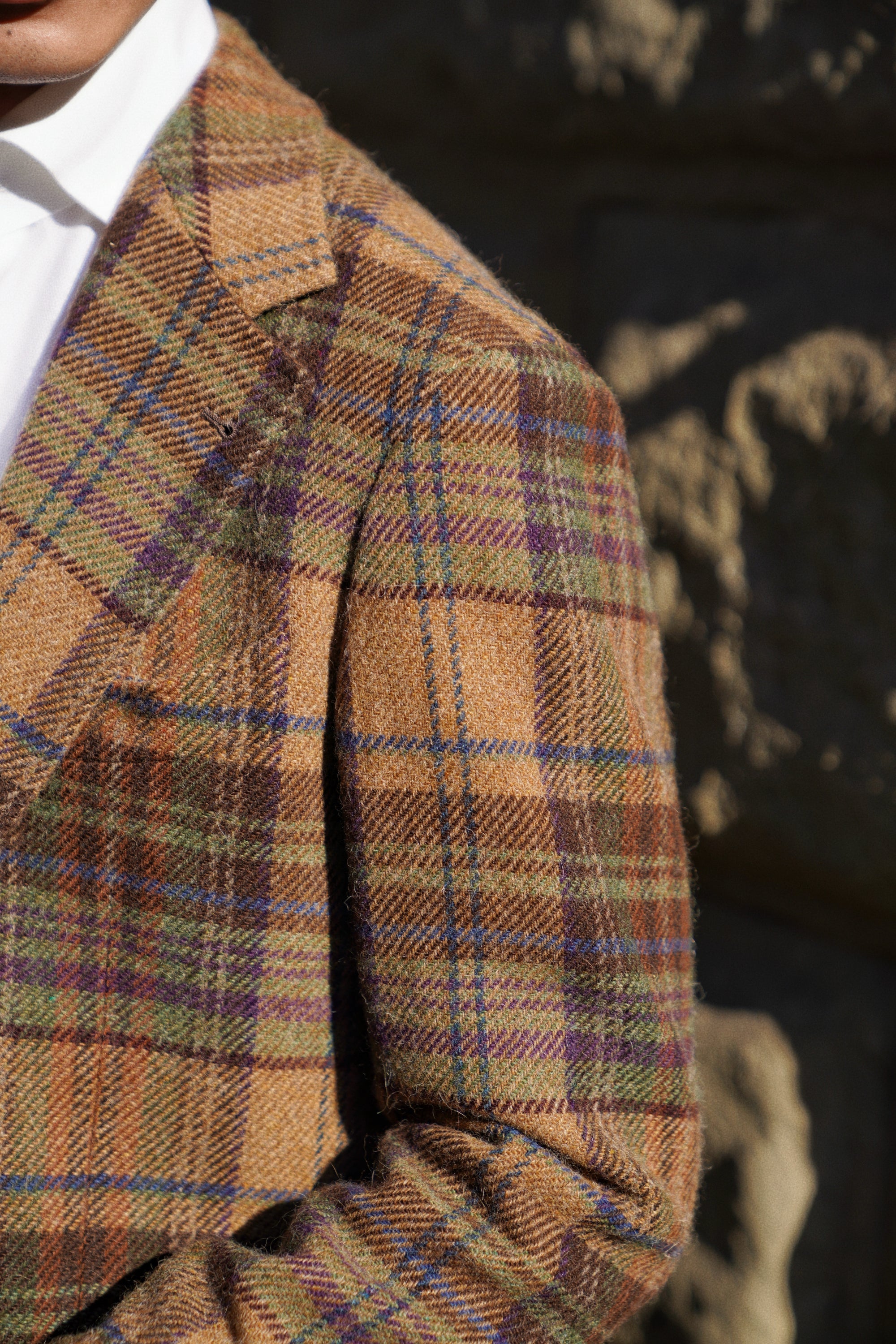 MTO Dark Camel Plaid Tweed Jacket #637