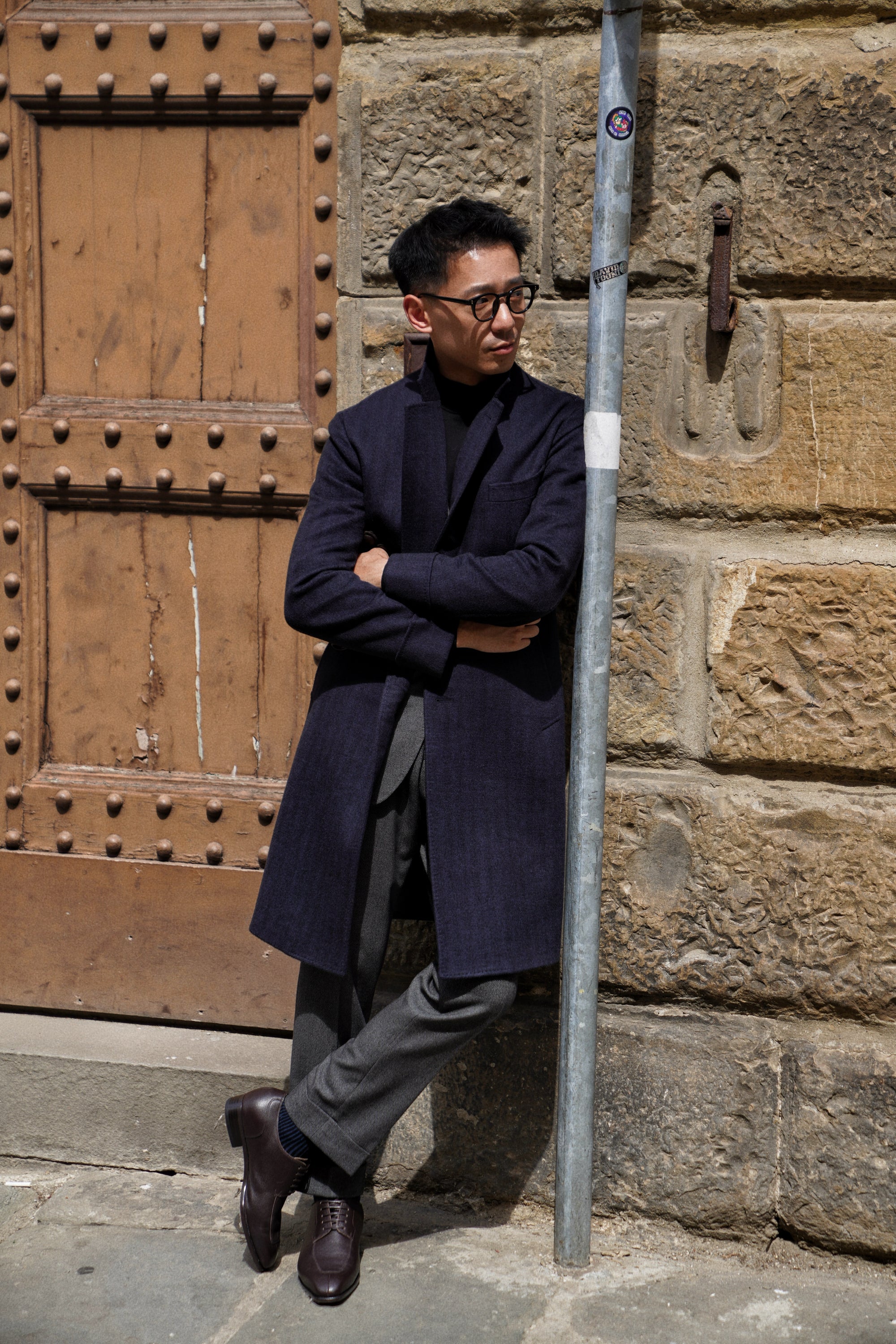 MTO Navy Herringbone Cashmere Chesterfield Coat #431