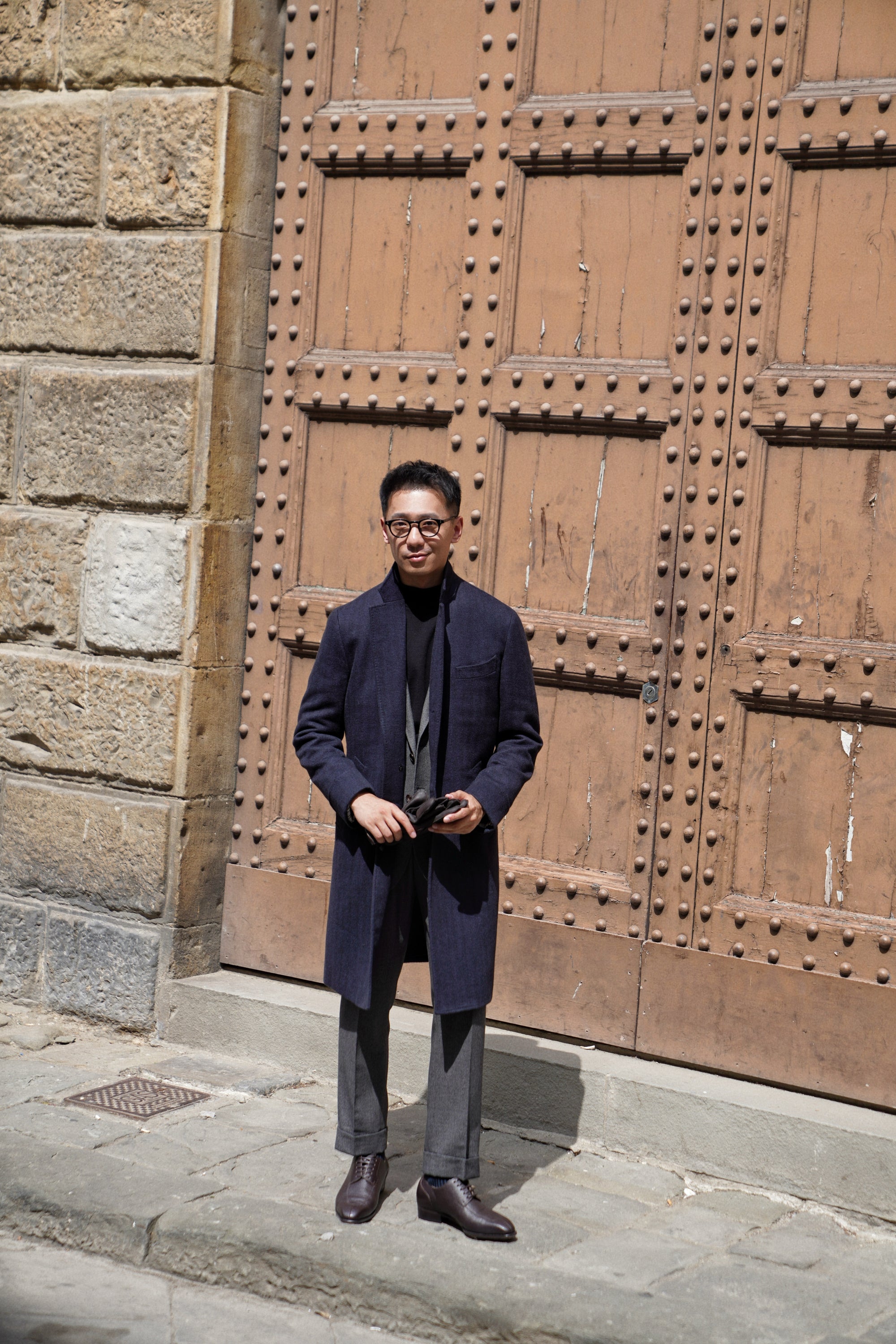 MTO Navy Herringbone Cashmere Chesterfield Coat #431