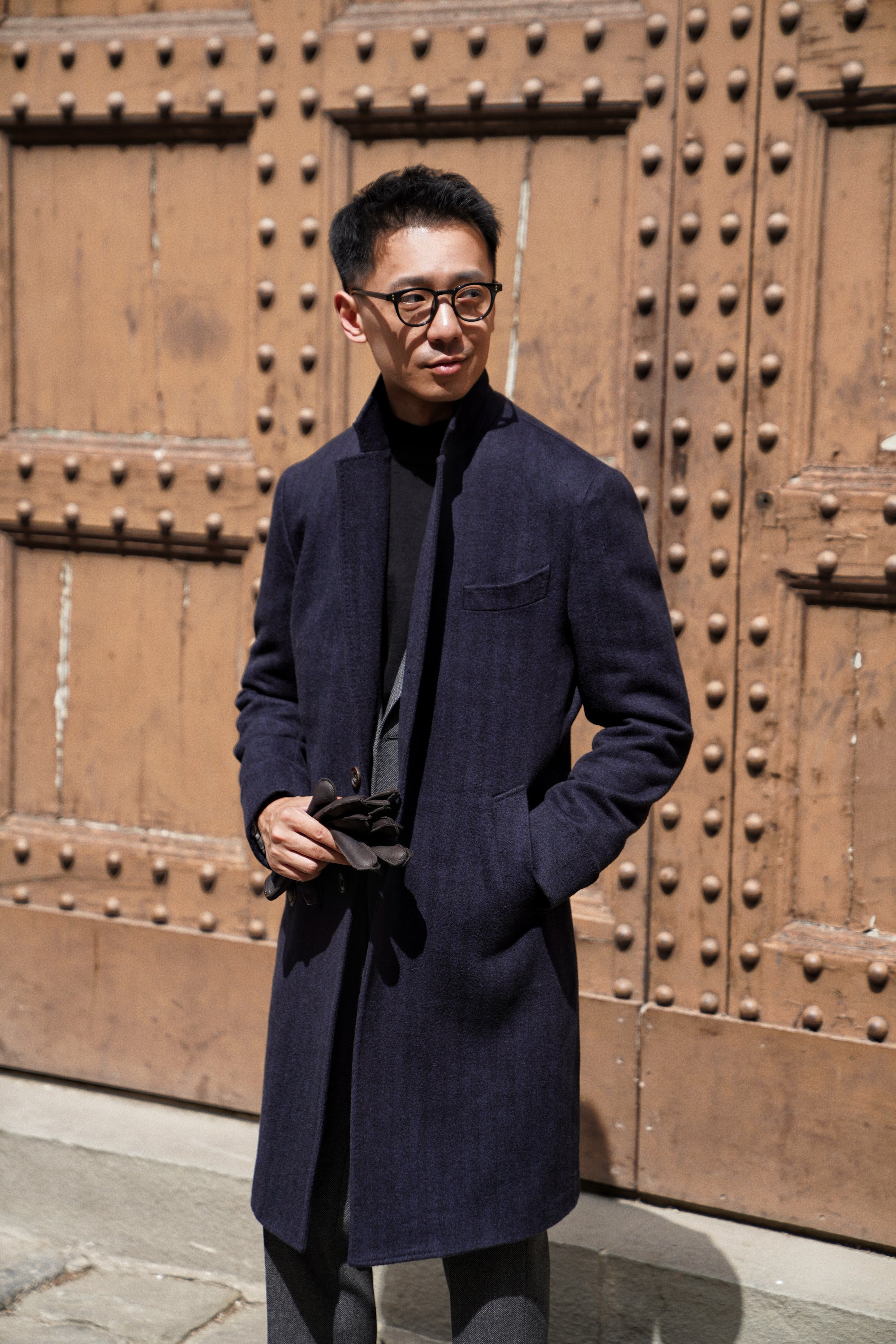 MTO Navy Herringbone Cashmere Chesterfield Coat #431