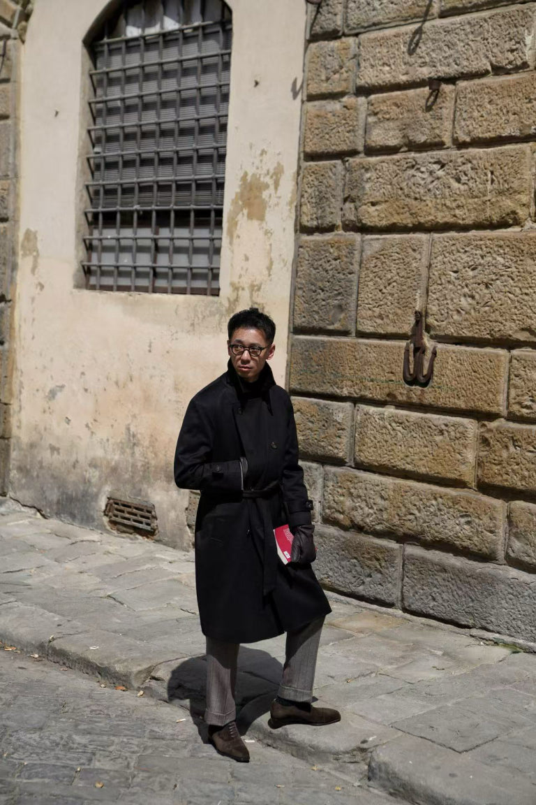 MTO Black Cashmere Balmacaan Coat #438