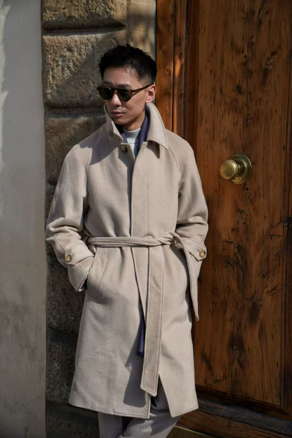 MTO Stone Cashmere Balmacaan Coat #459