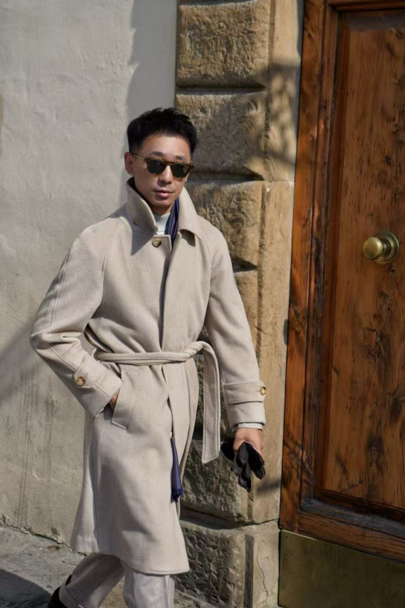 MTO Stone Cashmere Balmacaan Coat #459