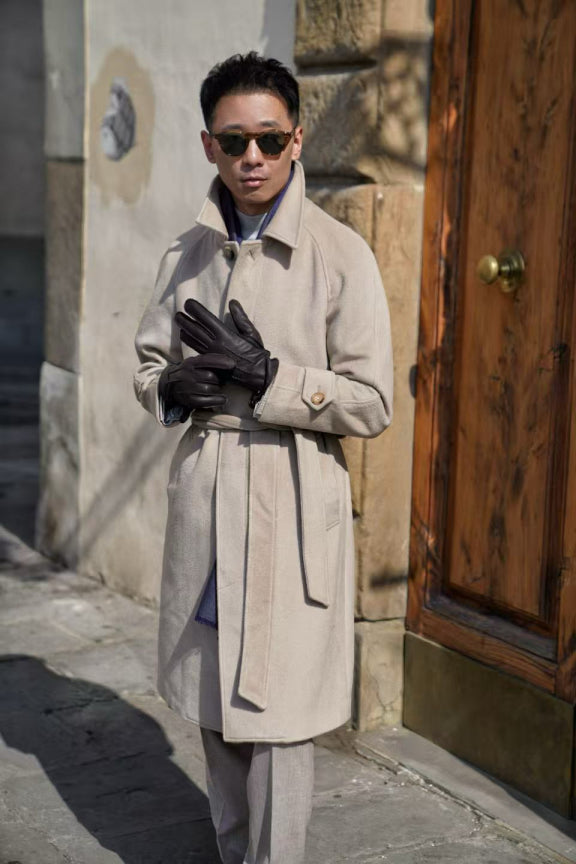 MTO Stone Cashmere Balmacaan Coat #459