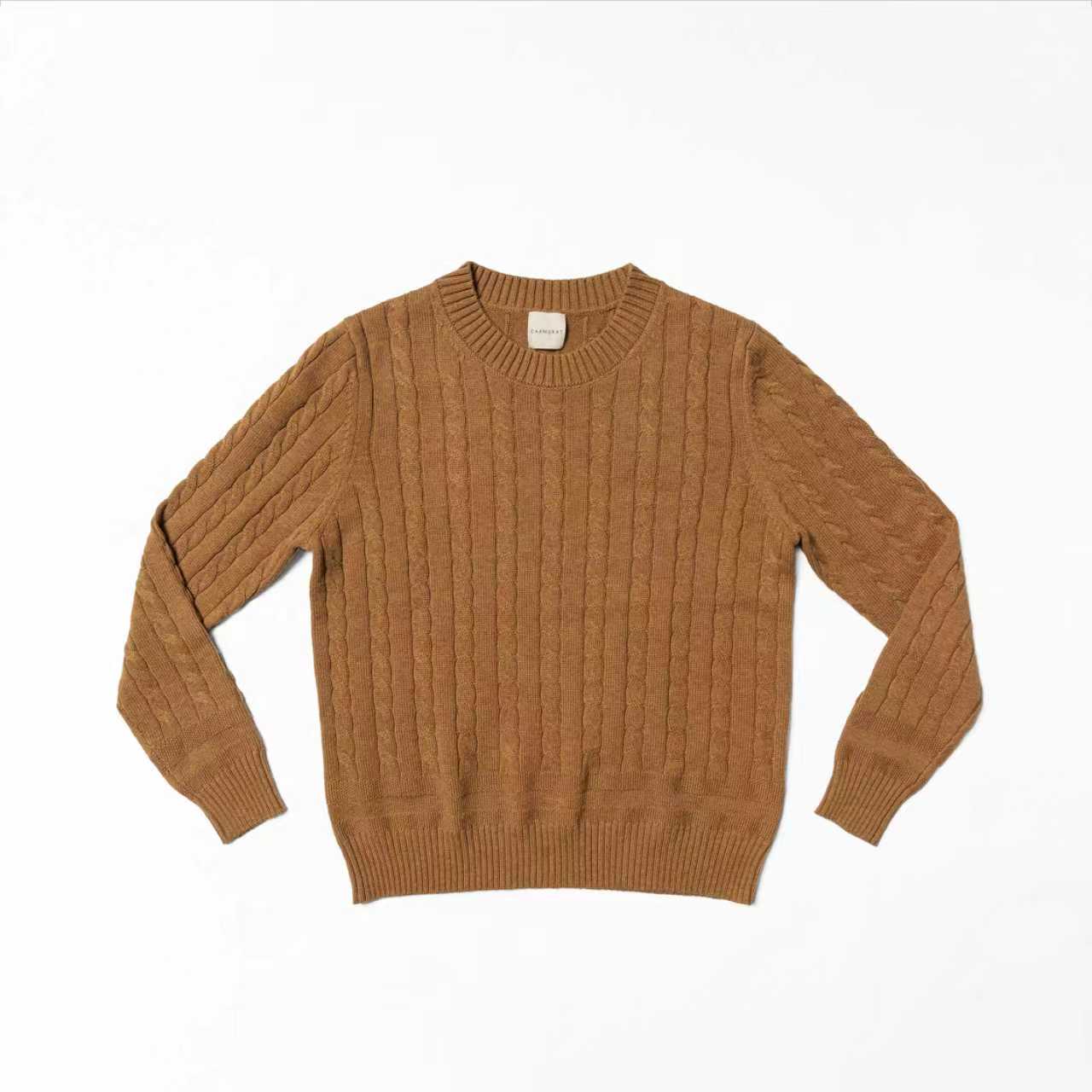 Navy / Ginger / Beige Crew Neck Cable Knit Jumper