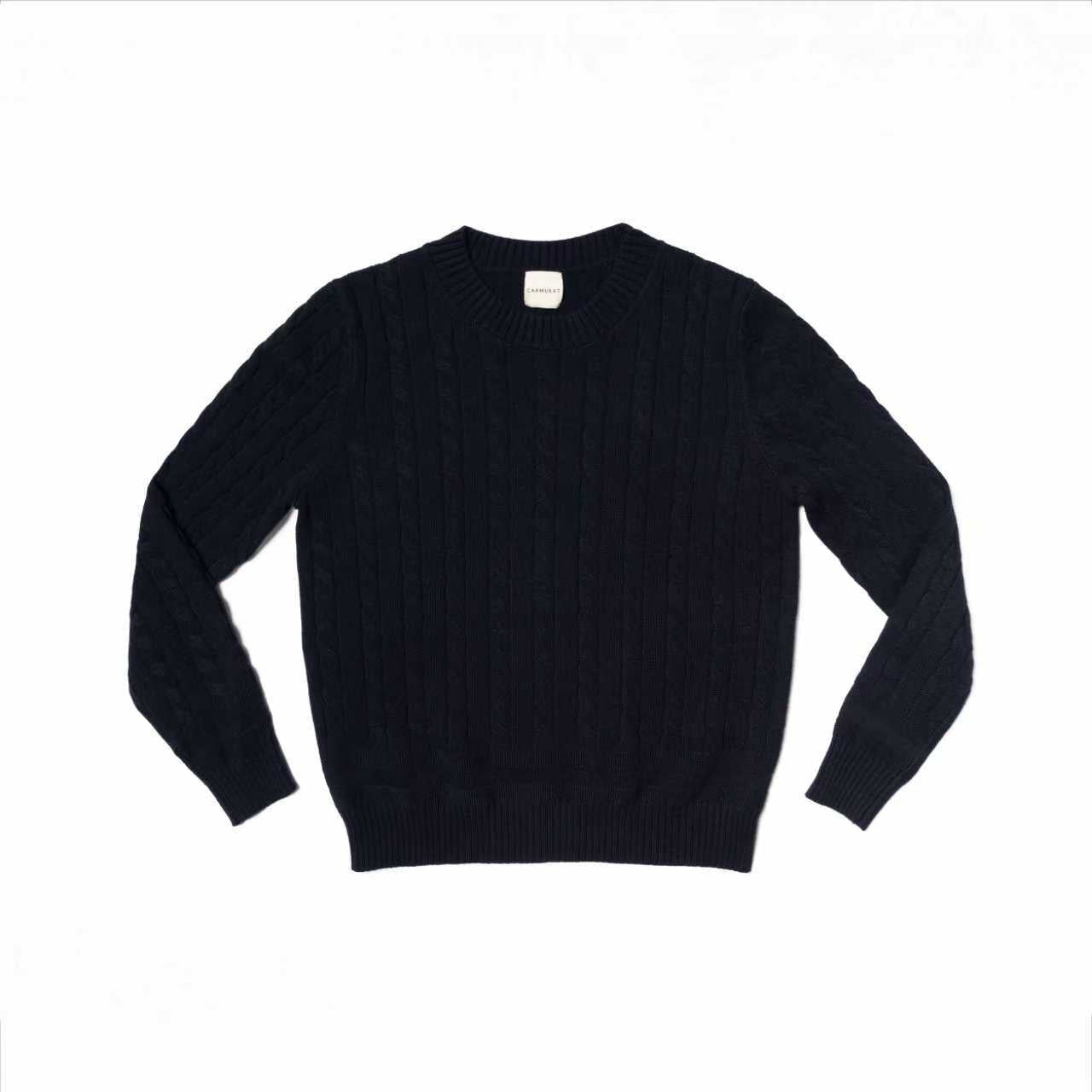 Navy / Ginger / Beige Crew Neck Cable Knit Jumper