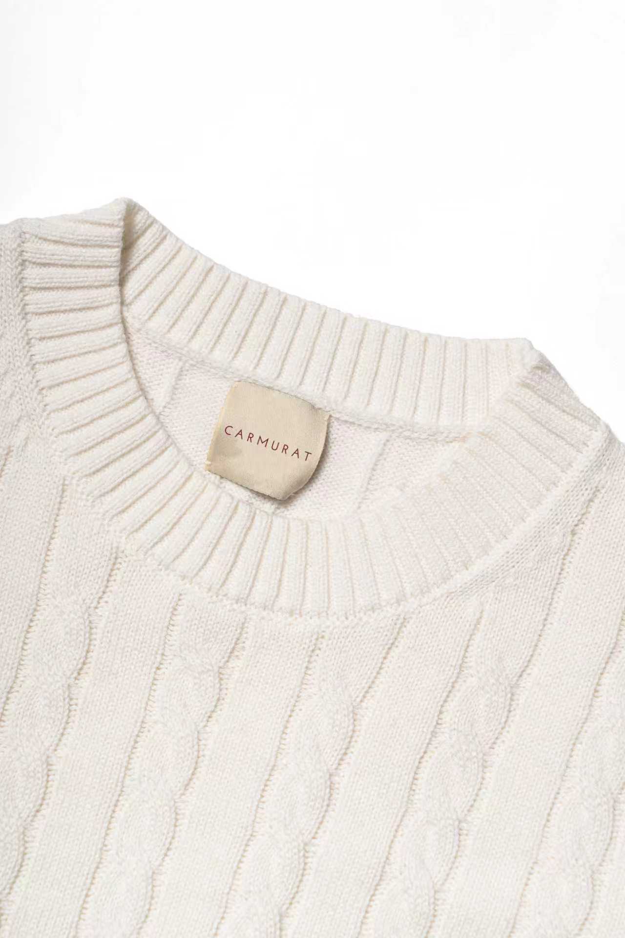 Navy / Ginger / Beige Crew Neck Cable Knit Jumper