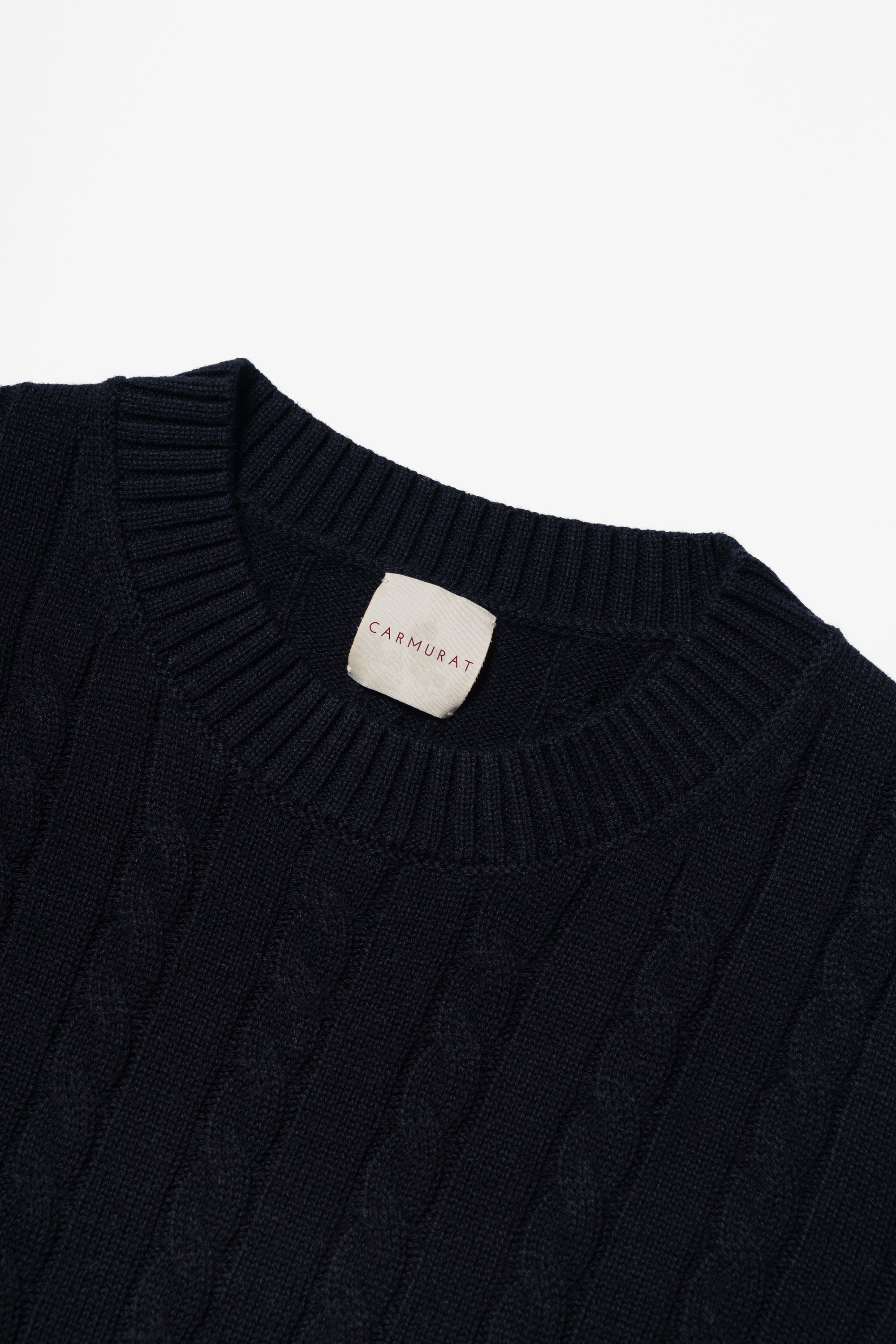 Navy / Ginger / Beige Crew Neck Cable Knit Jumper