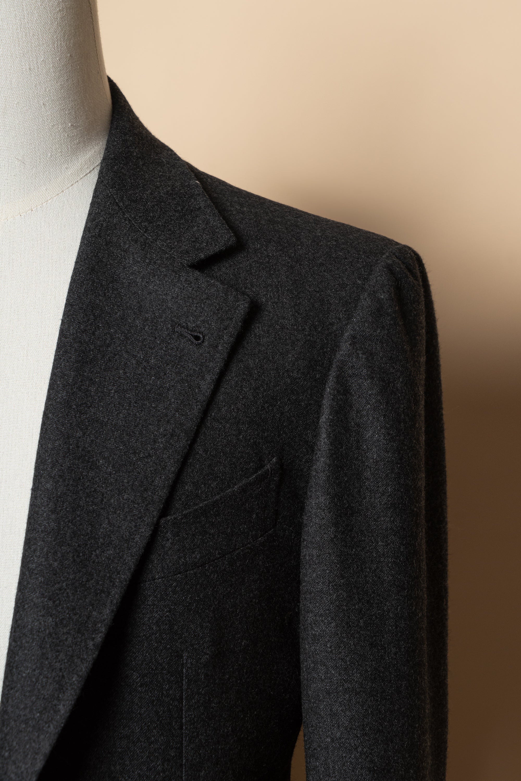 MTO Charcoal Twill Flannel Suit #444