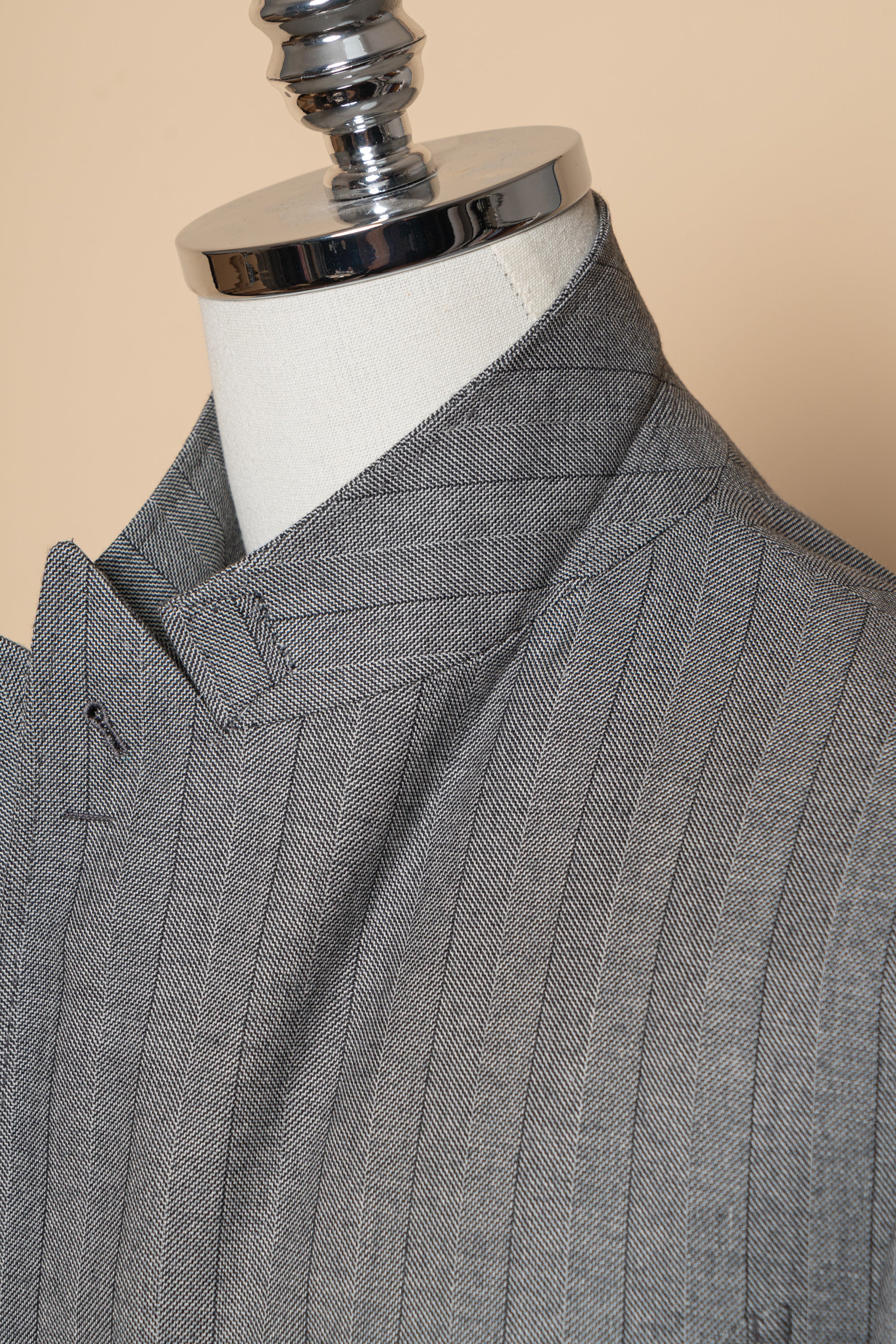 MTO Grey Herringbone Flannel Suit #370
