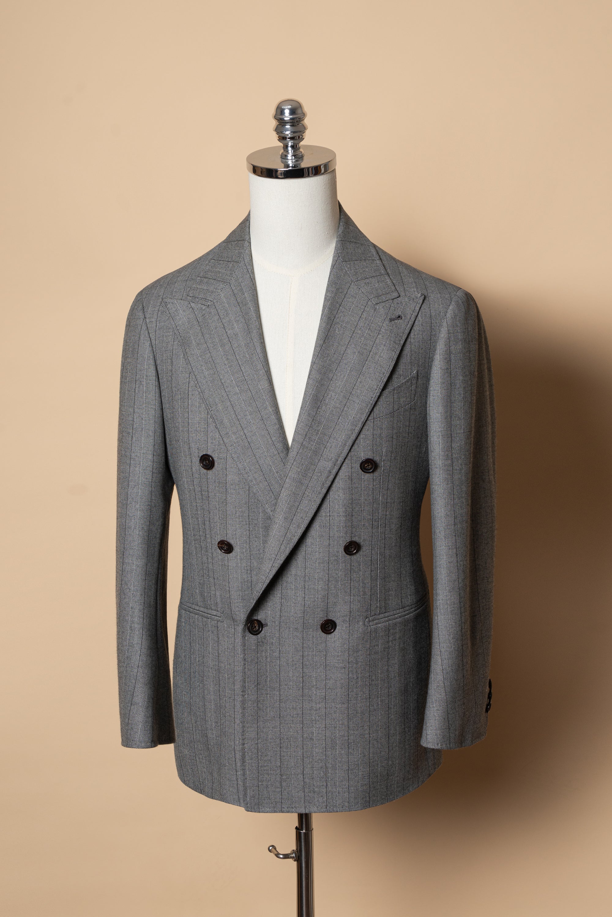 MTO Grey Herringbone Flannel Suit #370