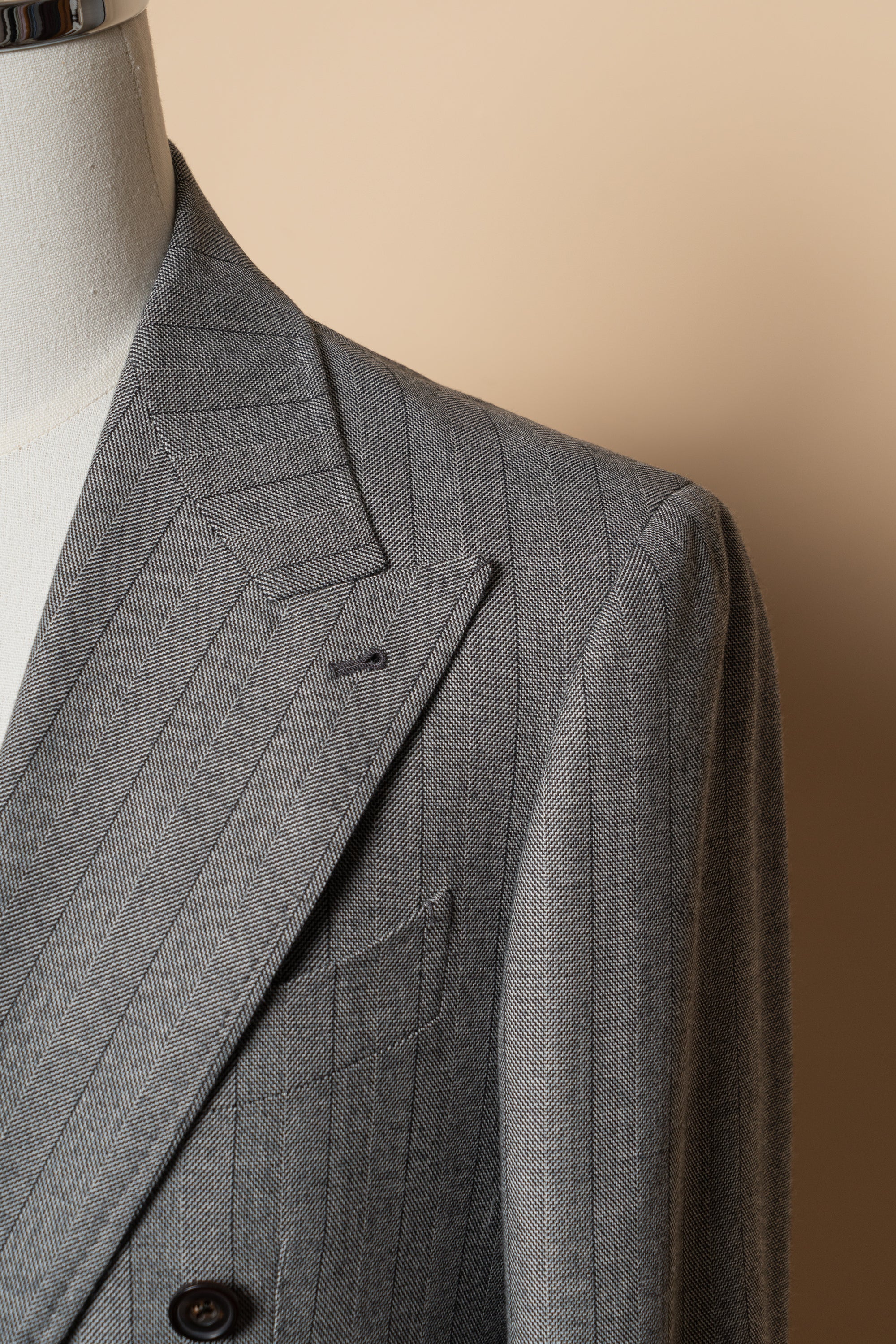 MTO Grey Herringbone Flannel Suit #370