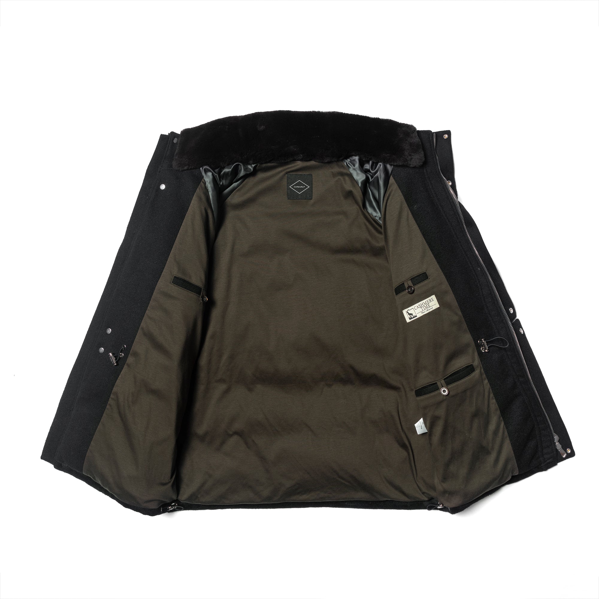 Black Wool Cashmere Down Ski Jacket #165