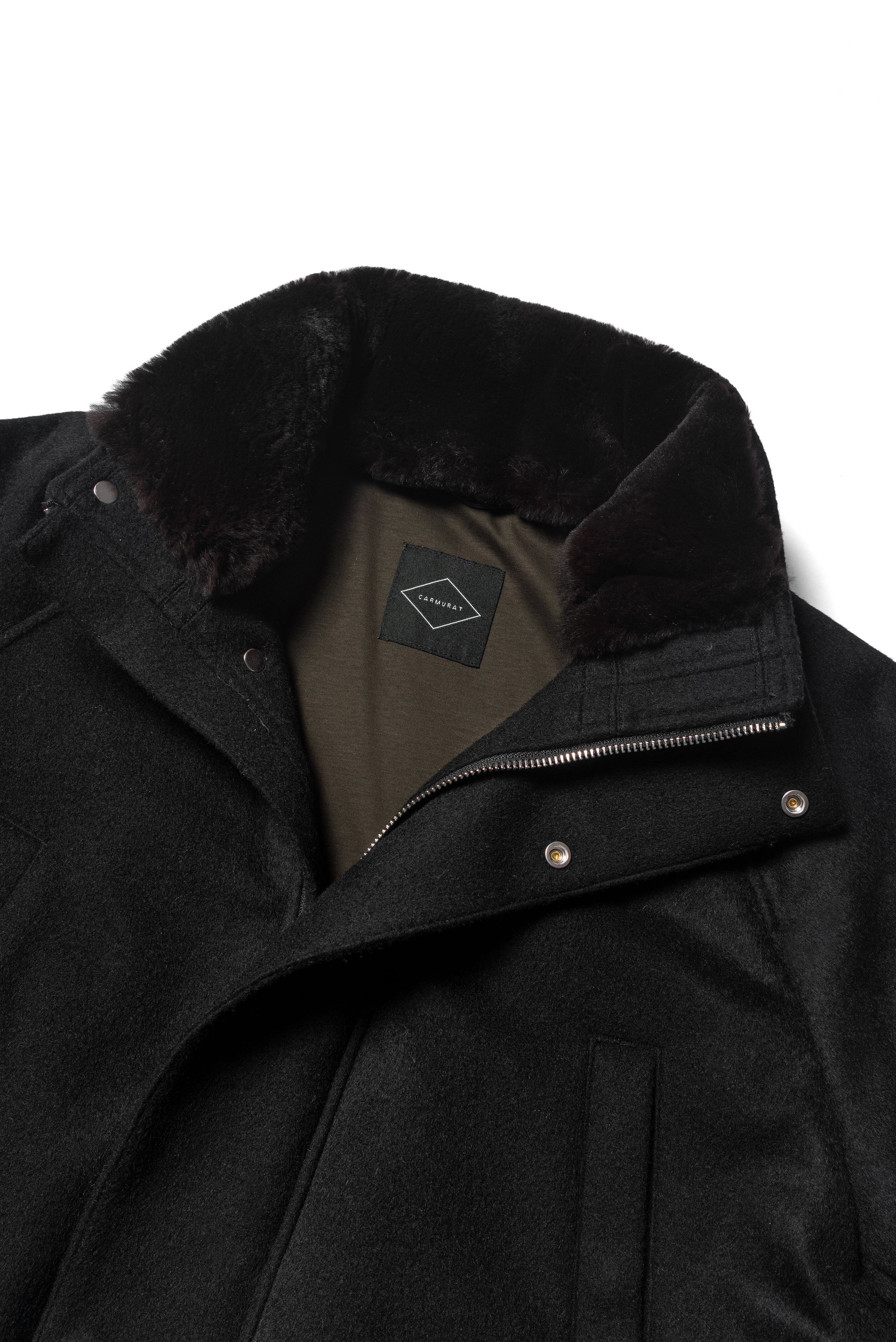 Black Wool Cashmere Down Ski Jacket #165