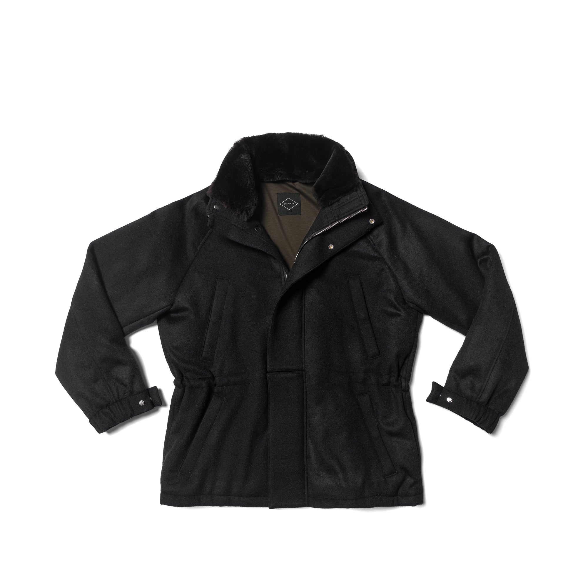 Black Wool Cashmere Down Ski Jacket #165