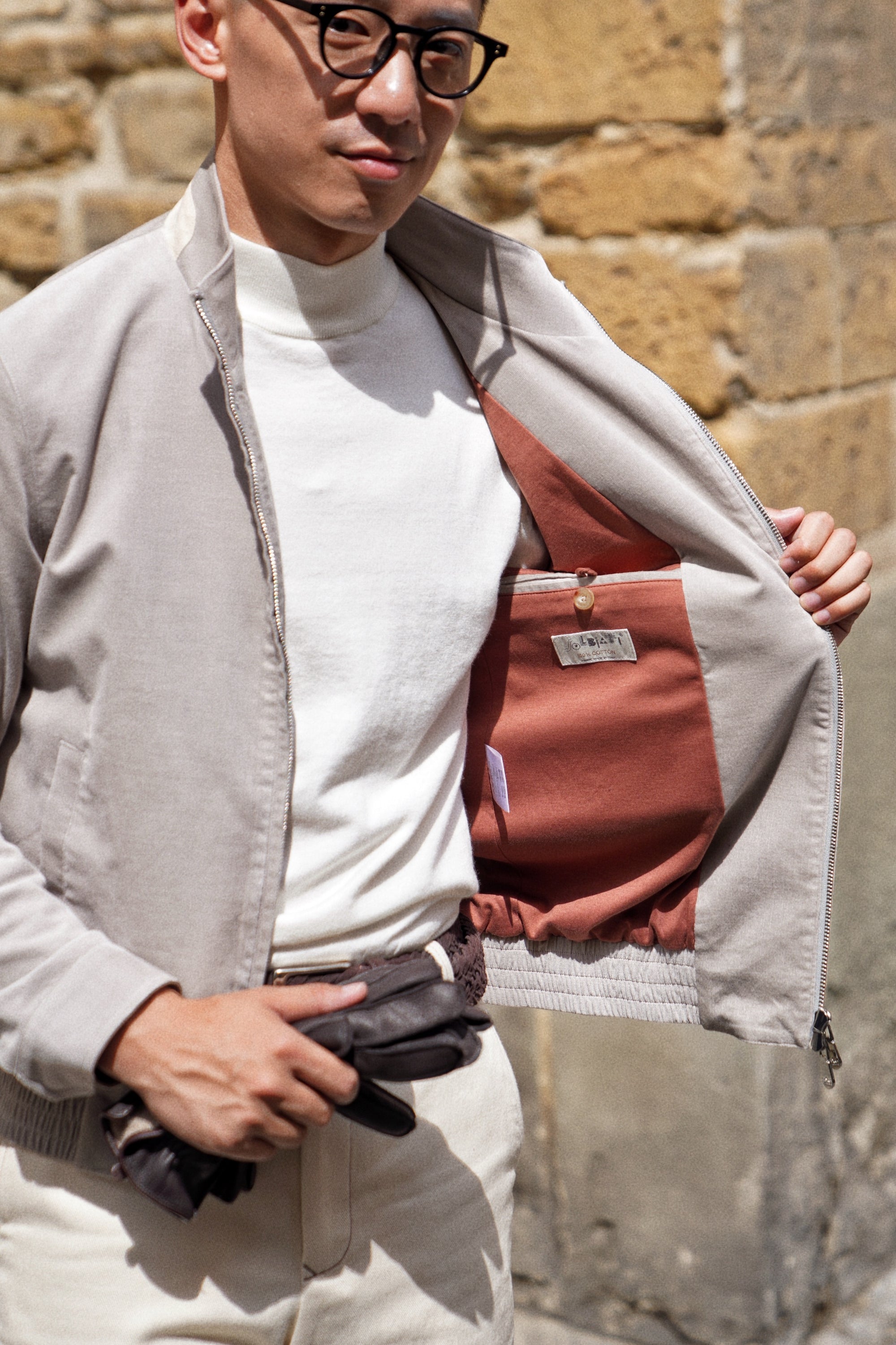 MTO Light Taupe Corduroy Bomber Jacket