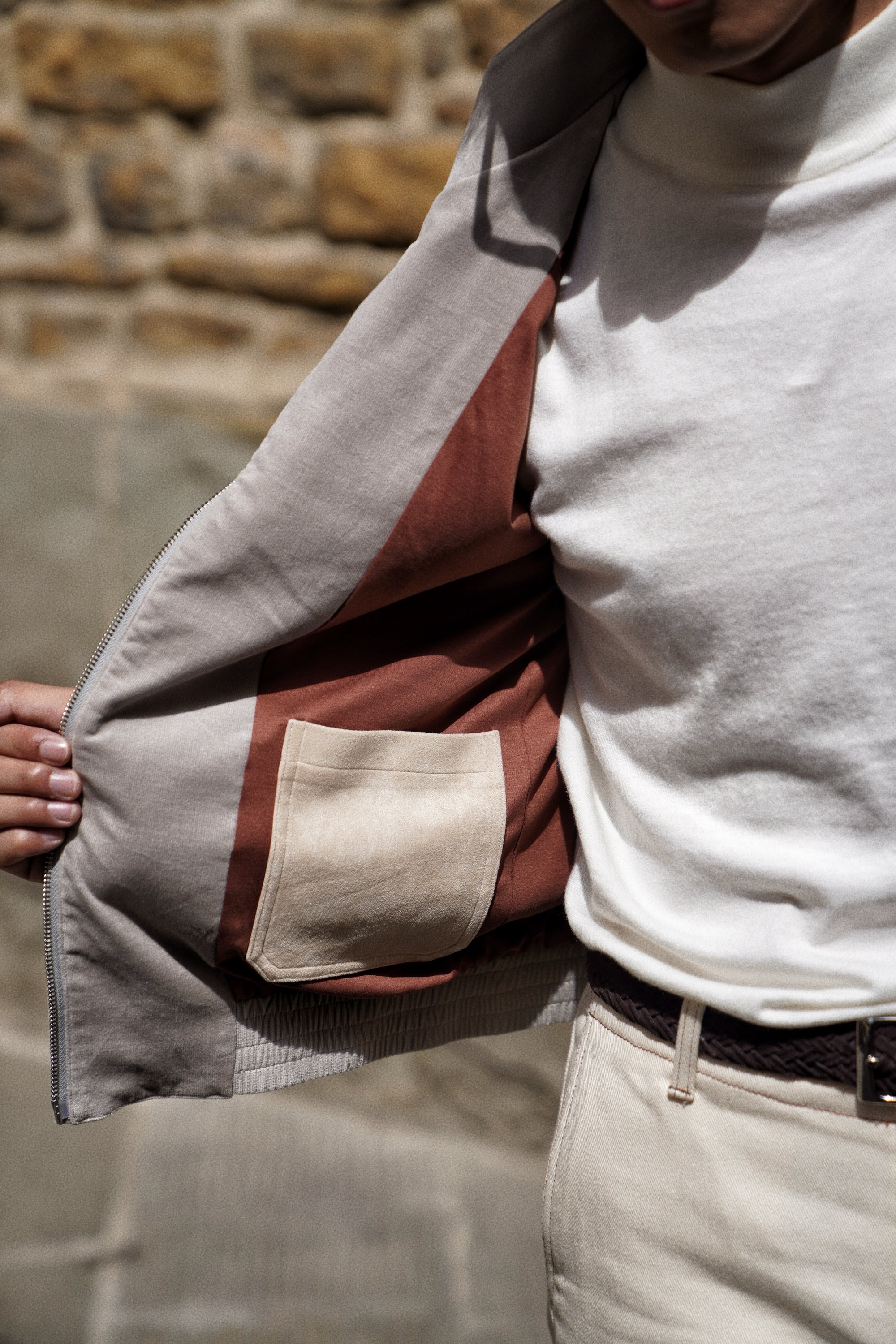 MTO Light Taupe Corduroy Bomber Jacket