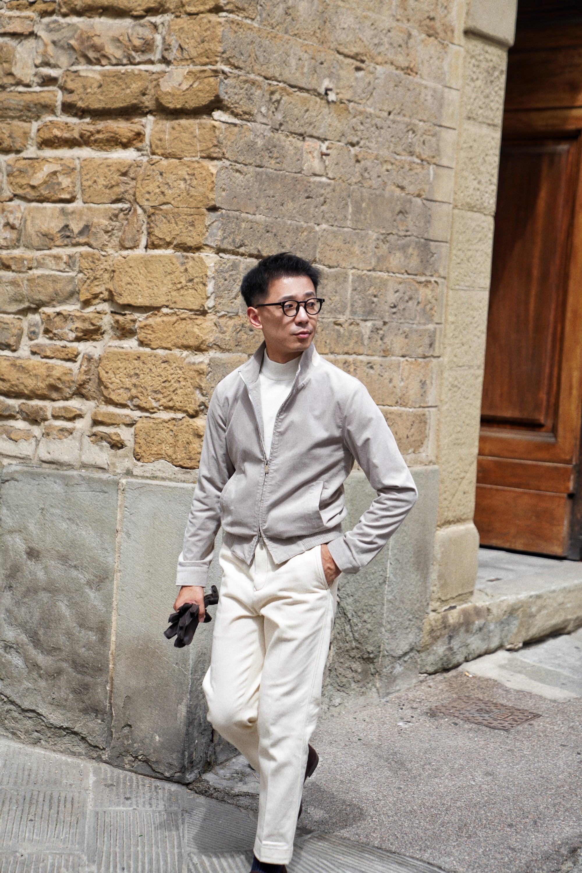 MTO Light Taupe Corduroy Bomber Jacket