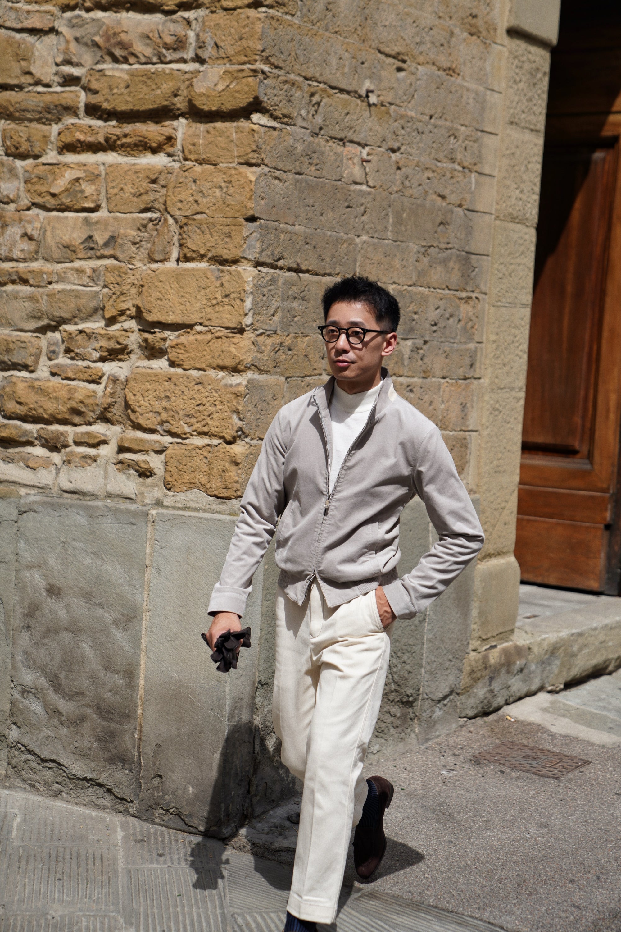 MTO Light Taupe Corduroy Bomber Jacket