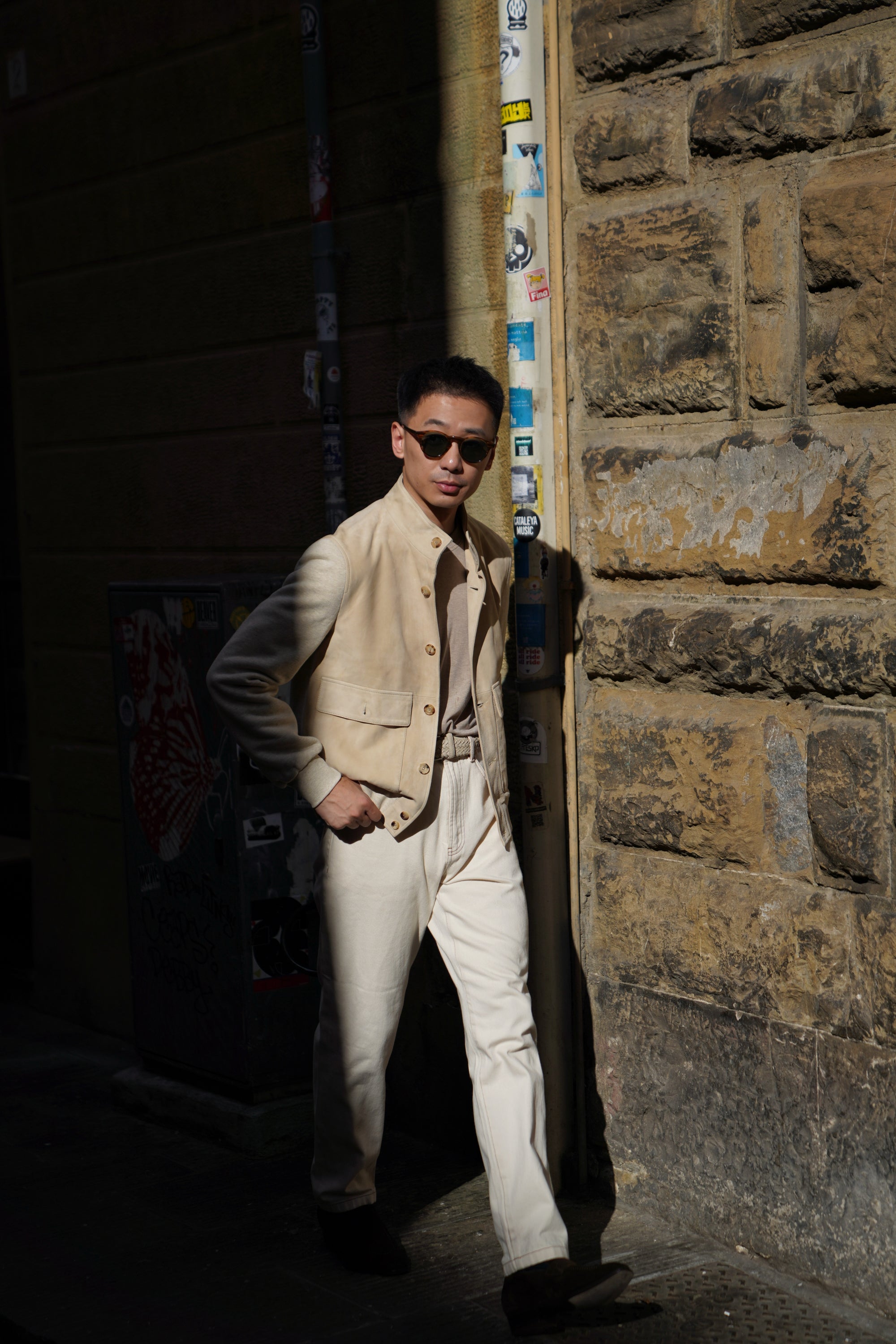 Beige Sheepskin Cotton Blending A1 Jacket