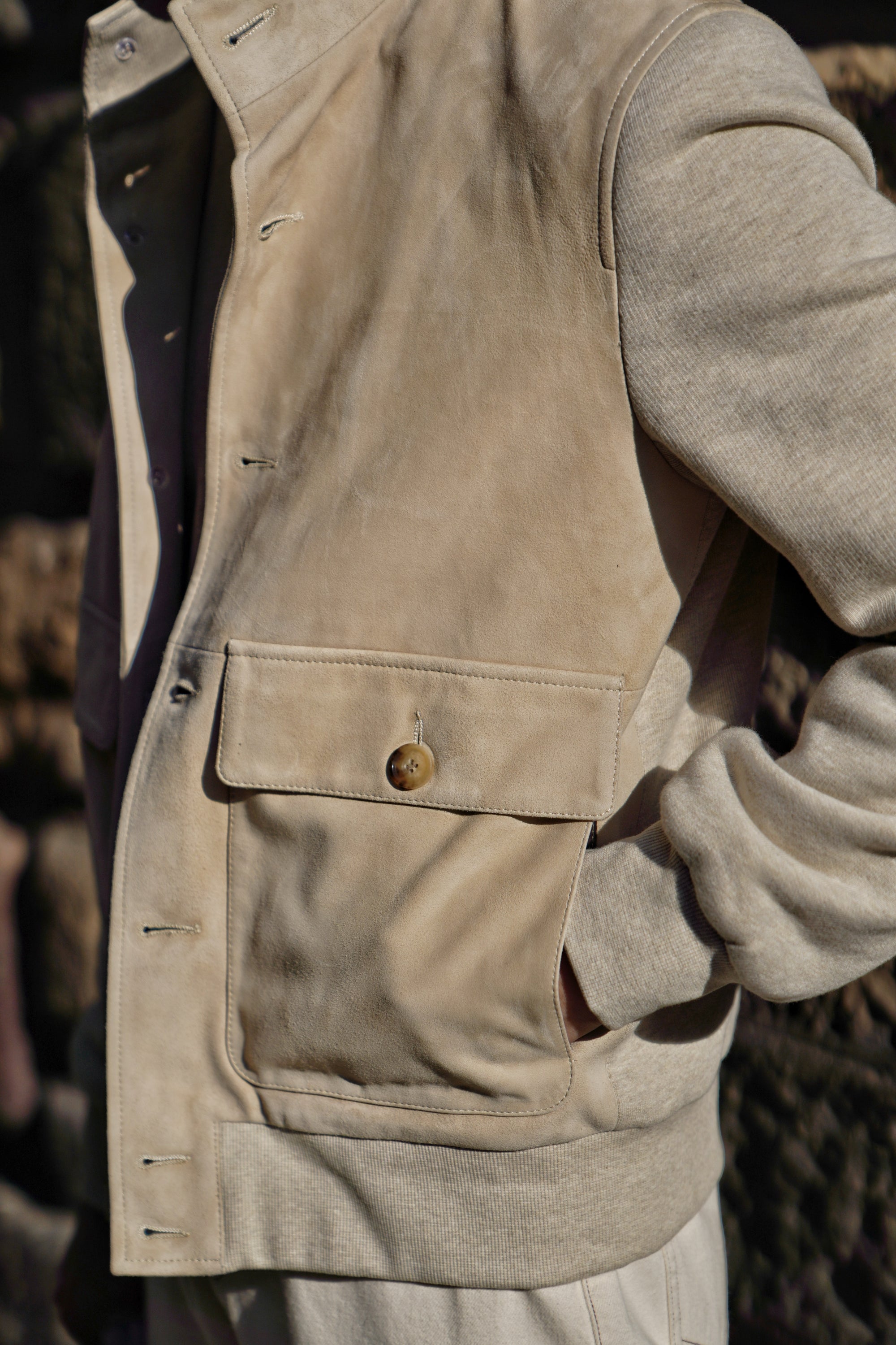 Beige Sheepskin Cotton Blending A1 Jacket