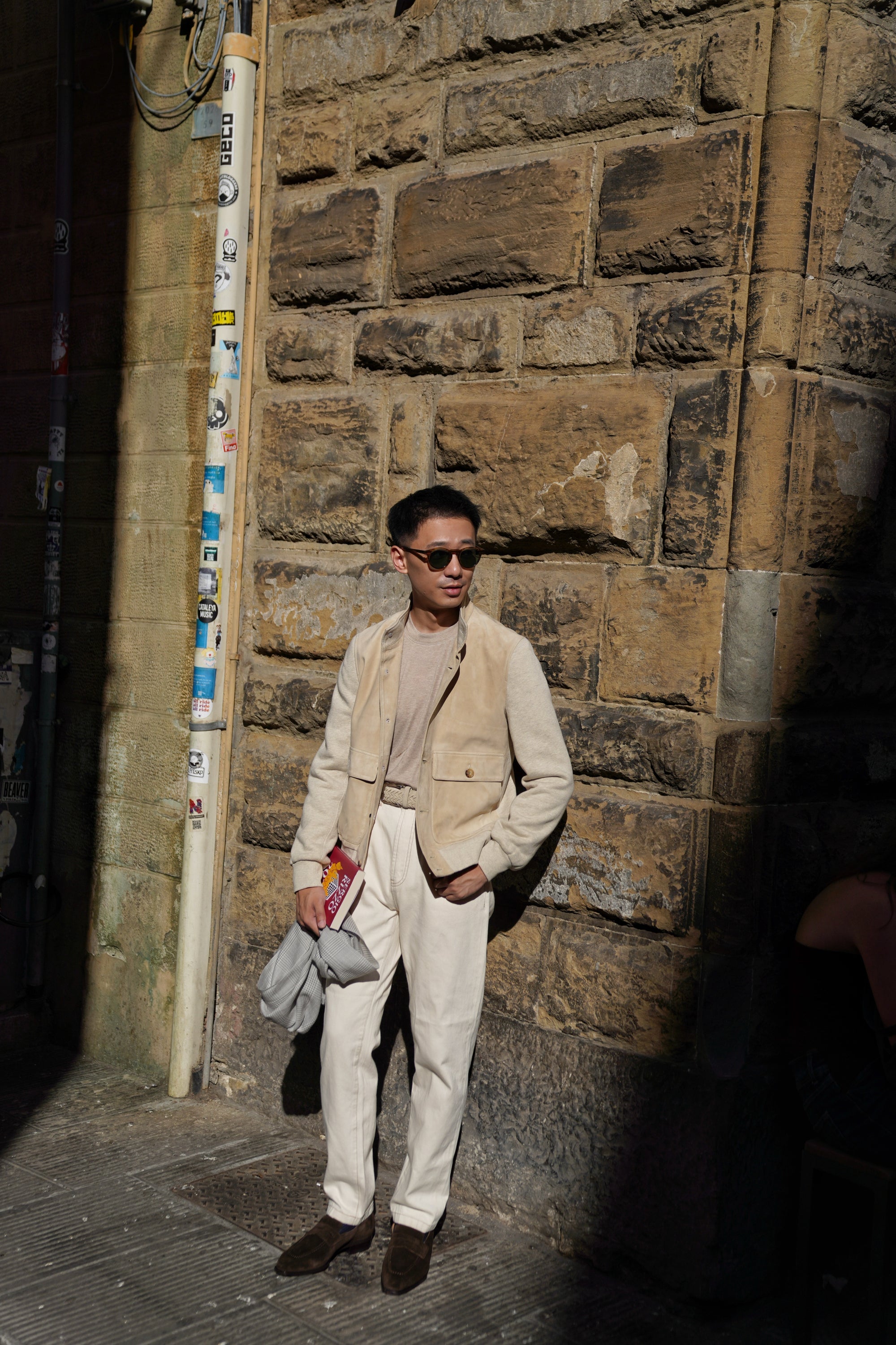 Beige Sheepskin Cotton Blending A1 Jacket