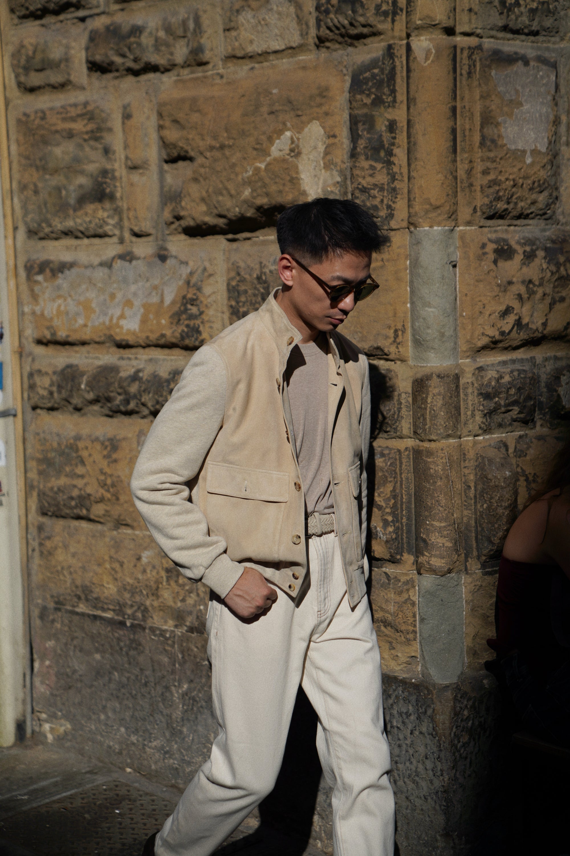 Beige Sheepskin Cotton Blending A1 Jacket