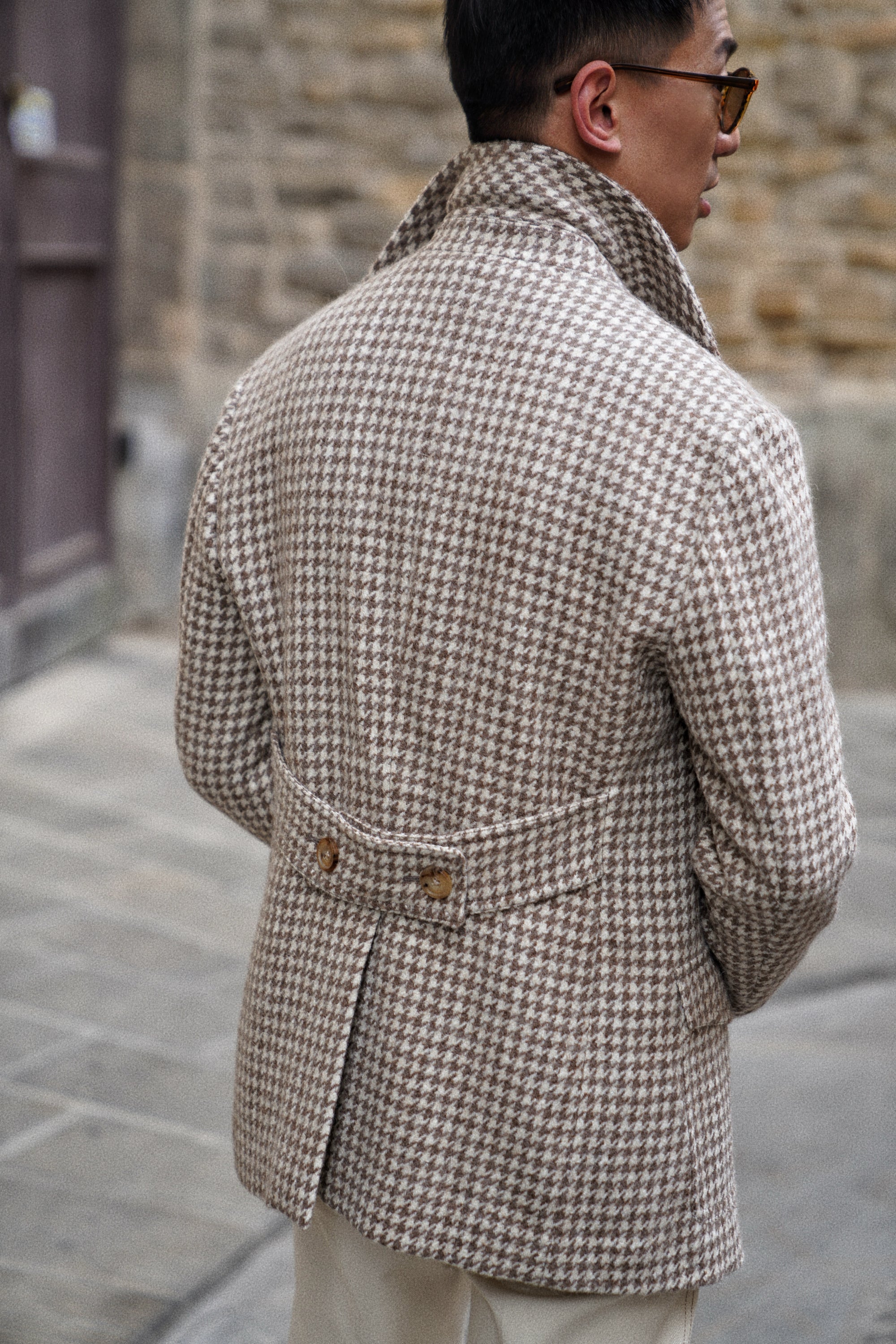 MTO Camel Houndstooth Camel Hair Peacoat #506
