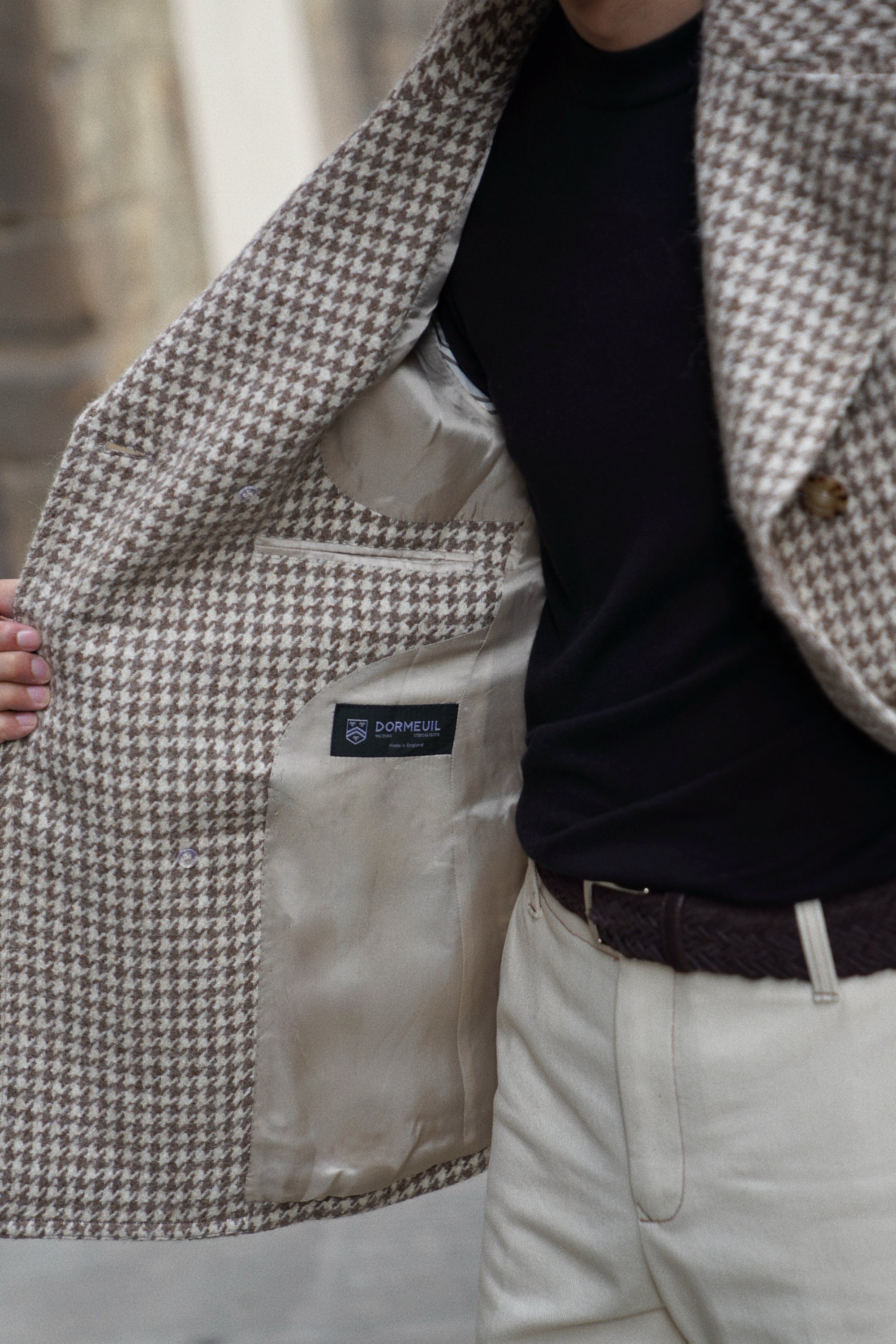 MTO Camel Houndstooth Camel Hair Peacoat #506