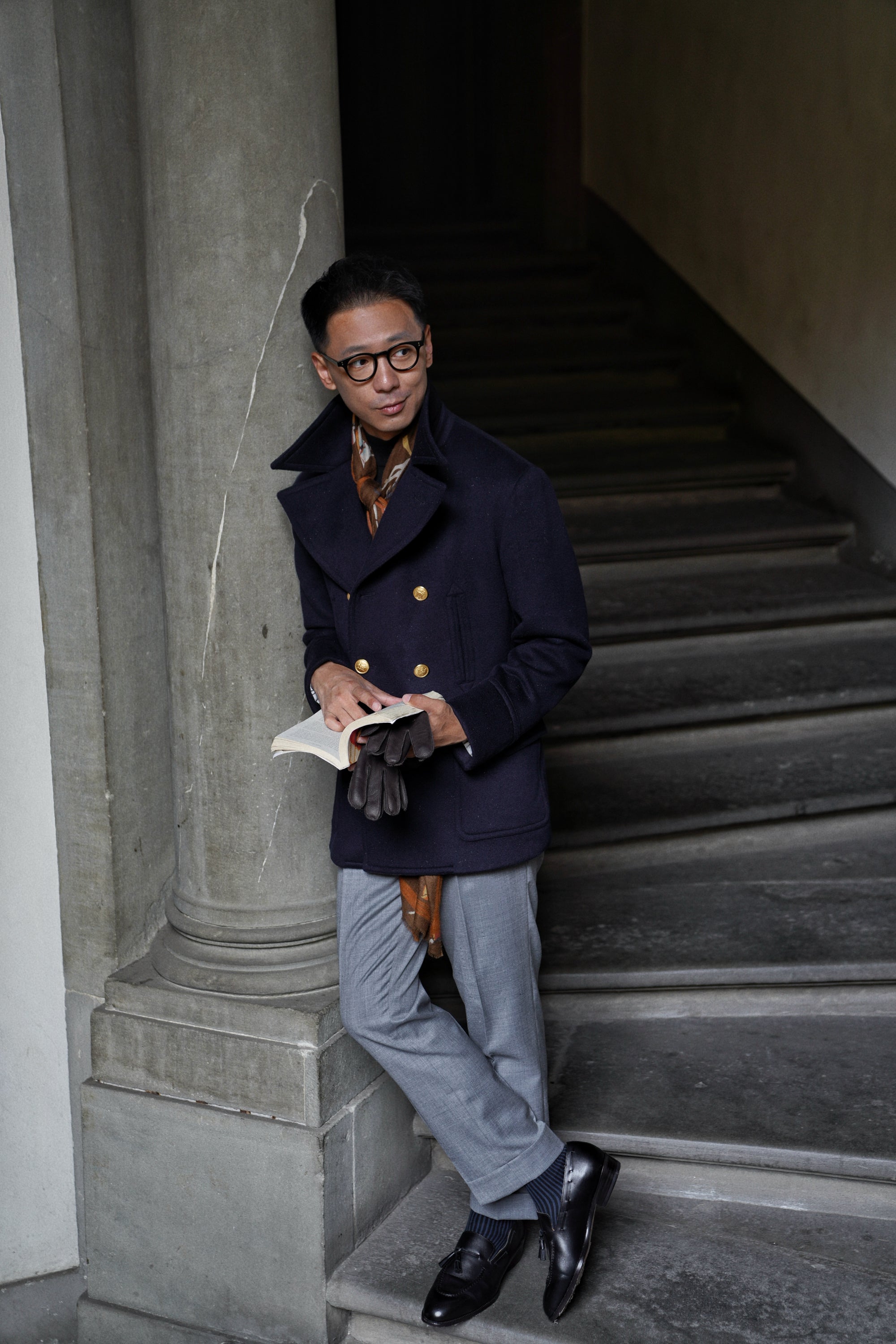 MTO Navy Cashmere Silk Peacoat #433