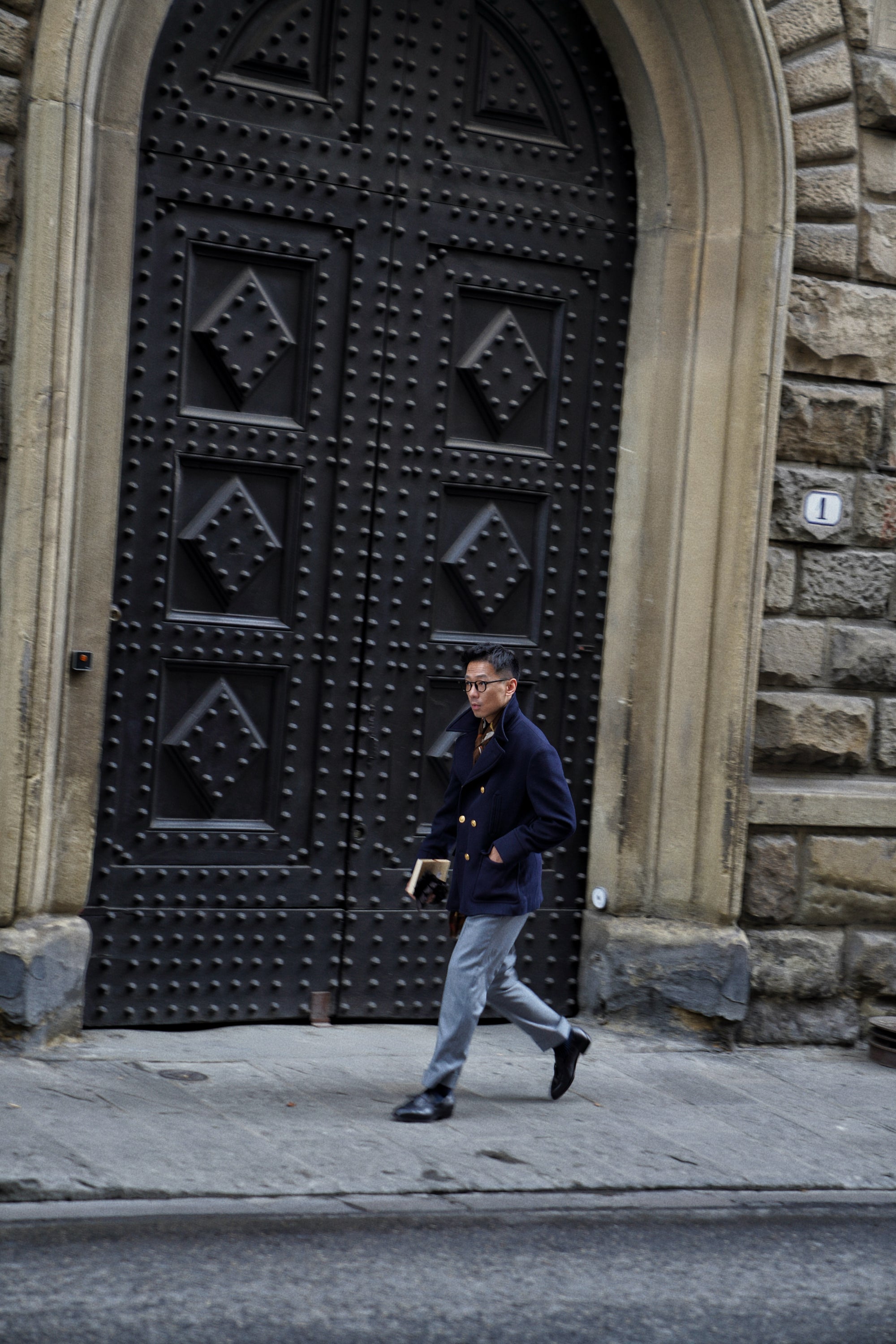 MTO Navy Cashmere Silk Peacoat #433