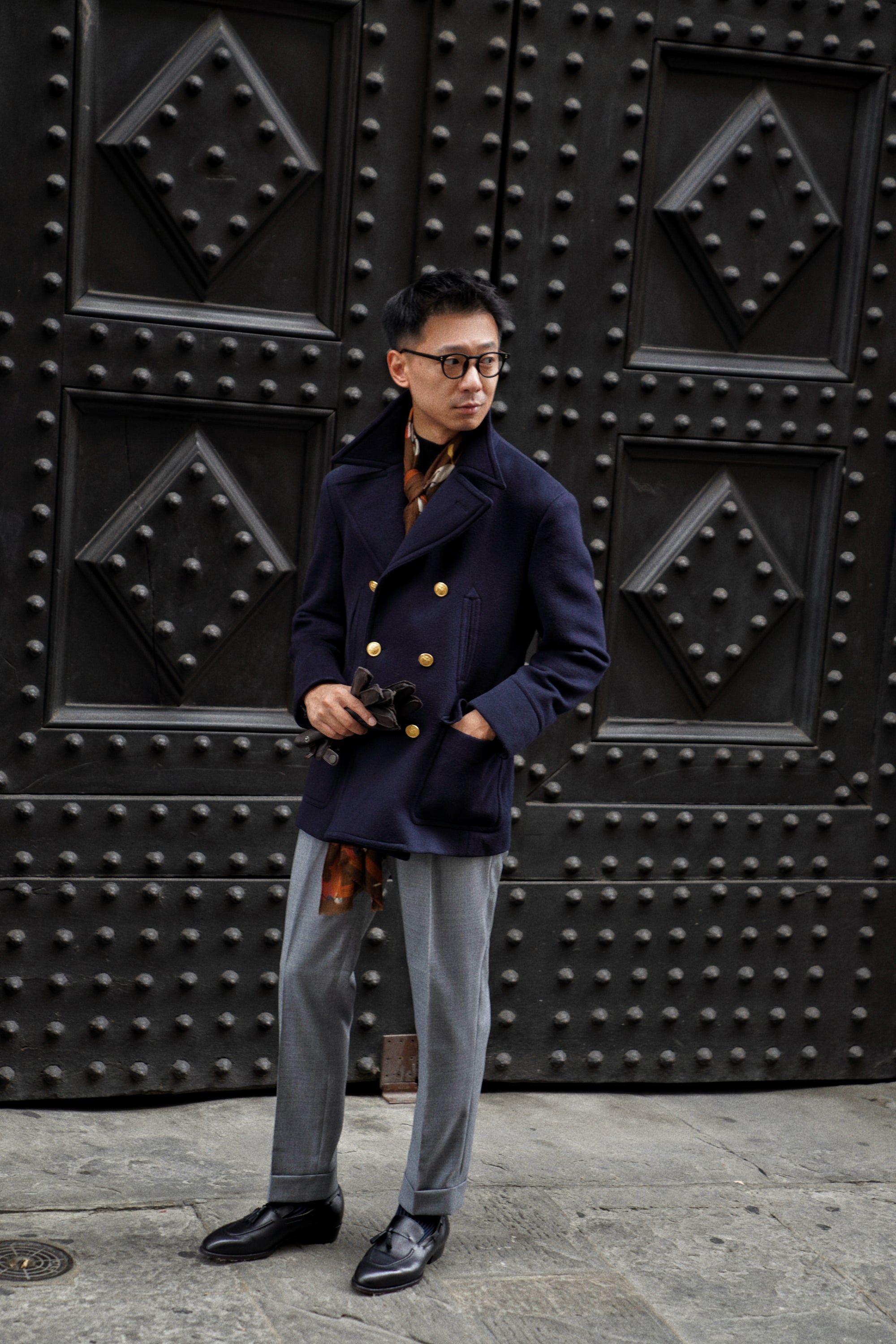 MTO Navy Cashmere Silk Peacoat #433