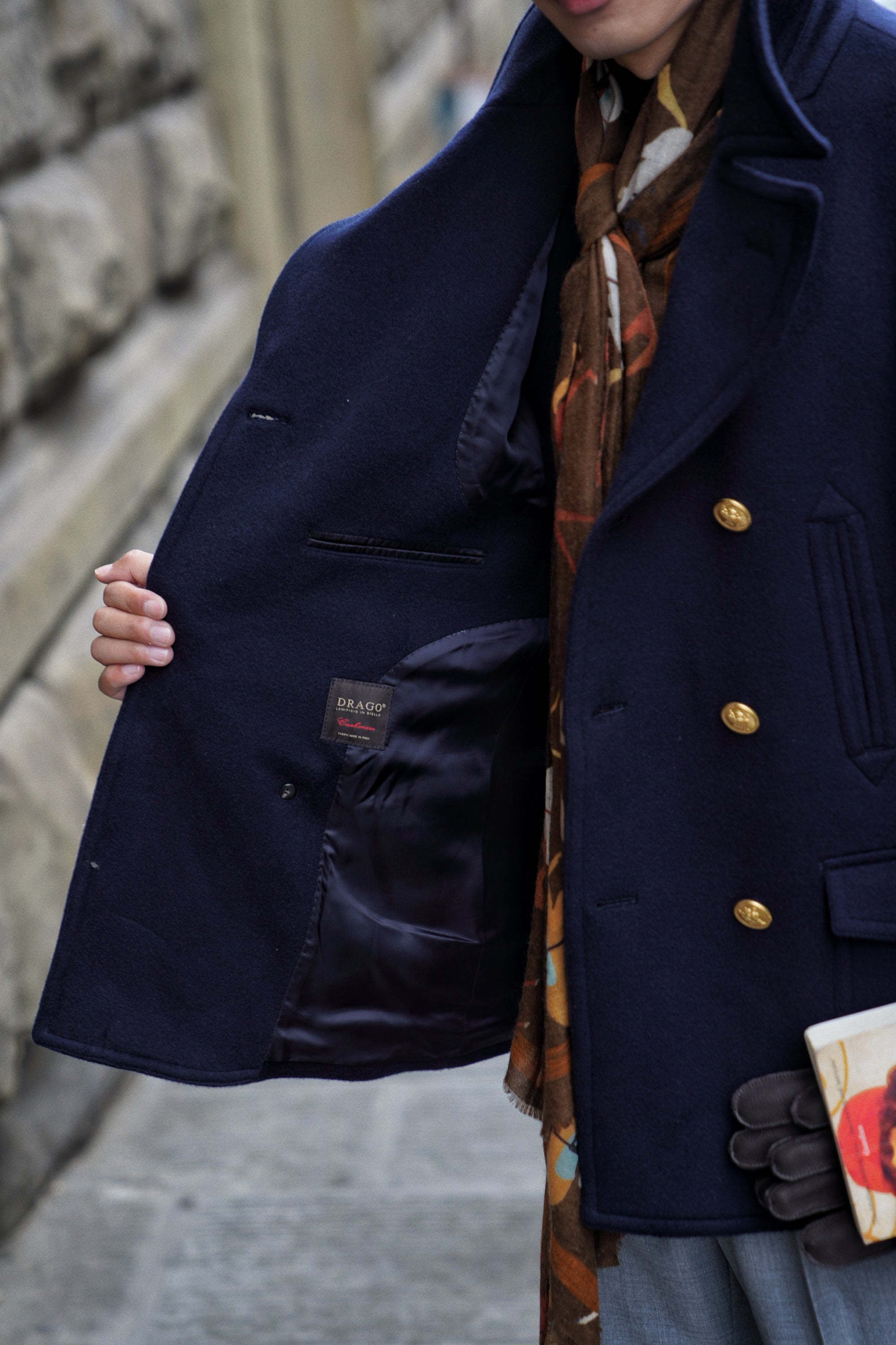 MTO Navy Cashmere Silk Peacoat #433