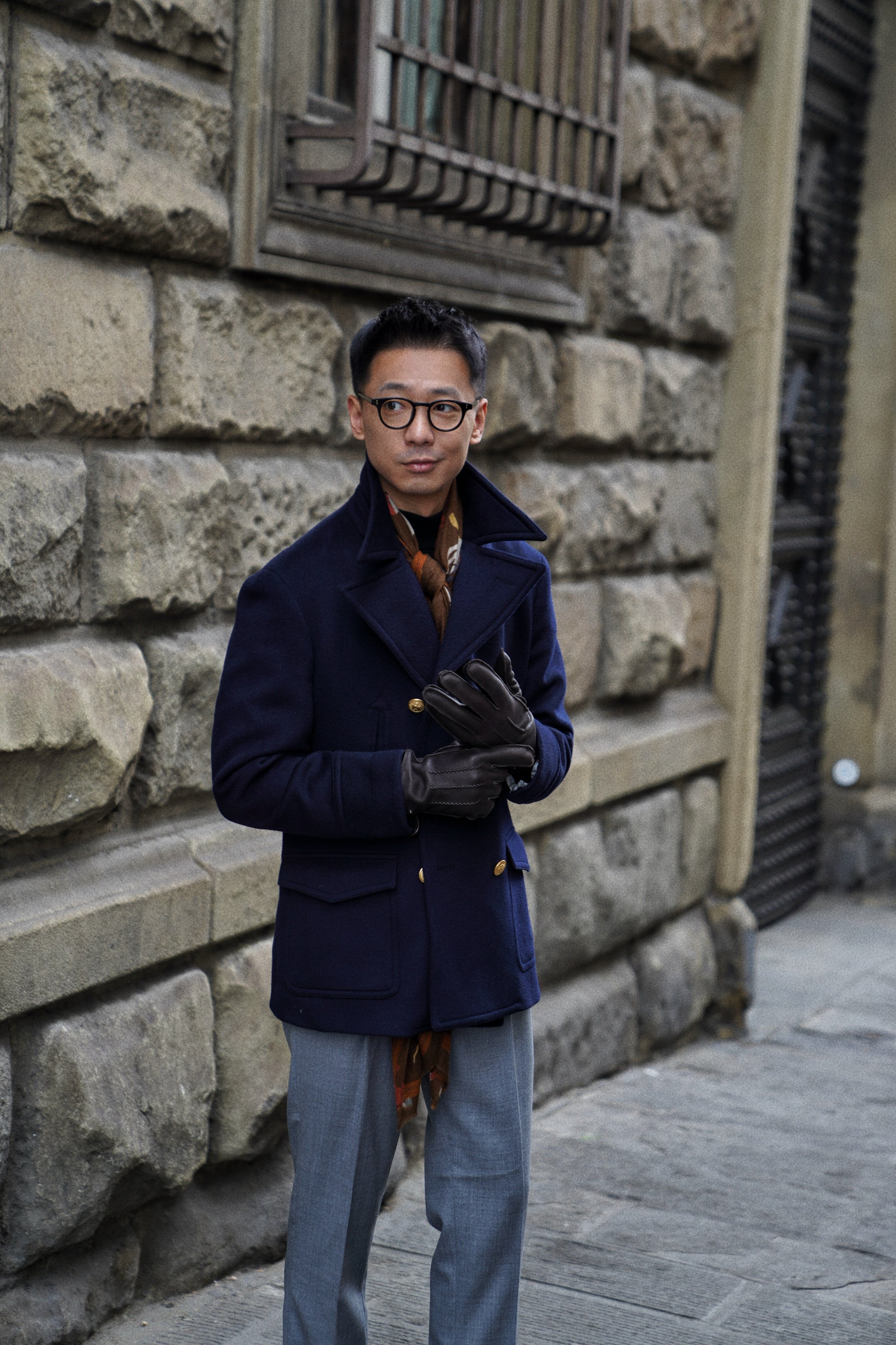 MTO Navy Cashmere Silk Peacoat #433