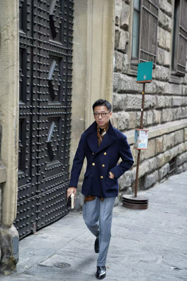 MTO Navy Cashmere Silk Peacoat #433