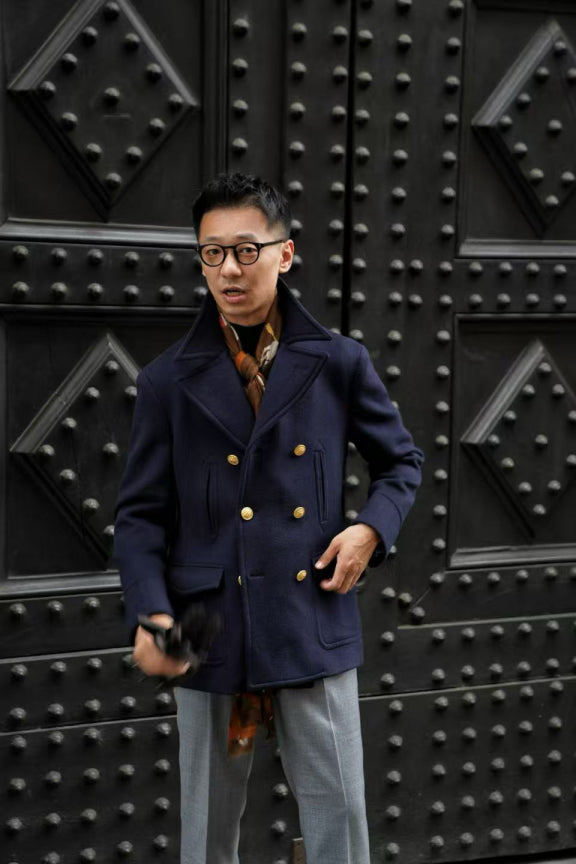 MTO Navy Cashmere Silk Peacoat #433