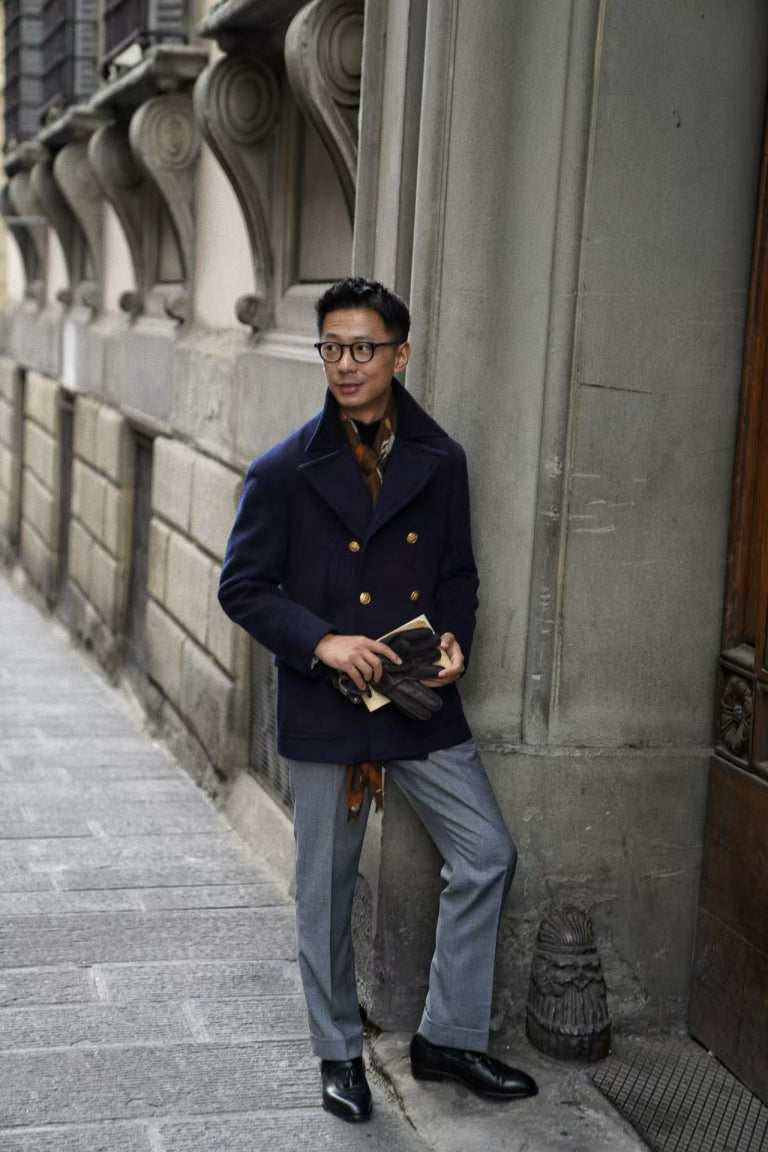 MTO Navy Cashmere Silk Peacoat #433