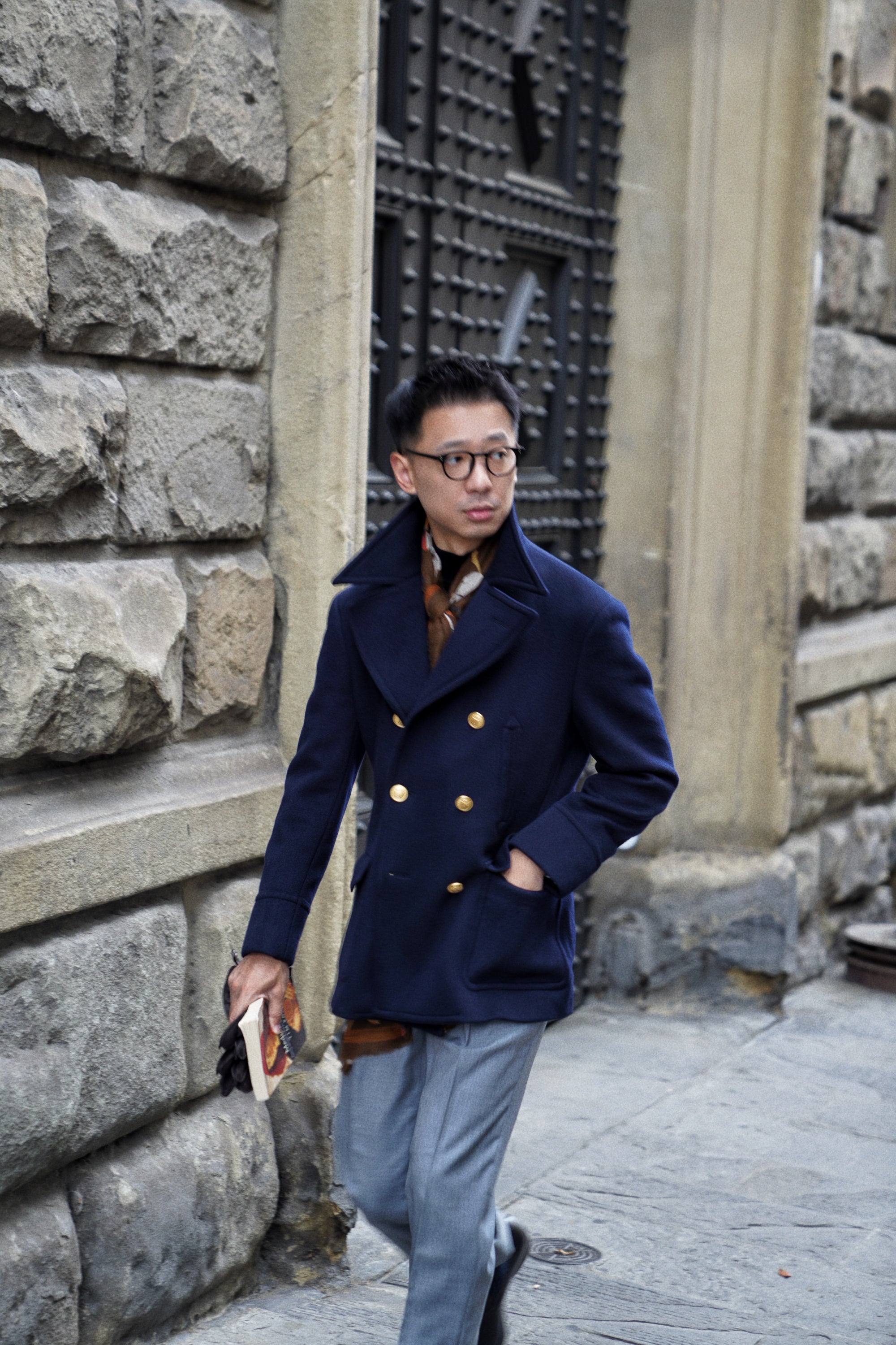 MTO Navy Cashmere Silk Peacoat #433