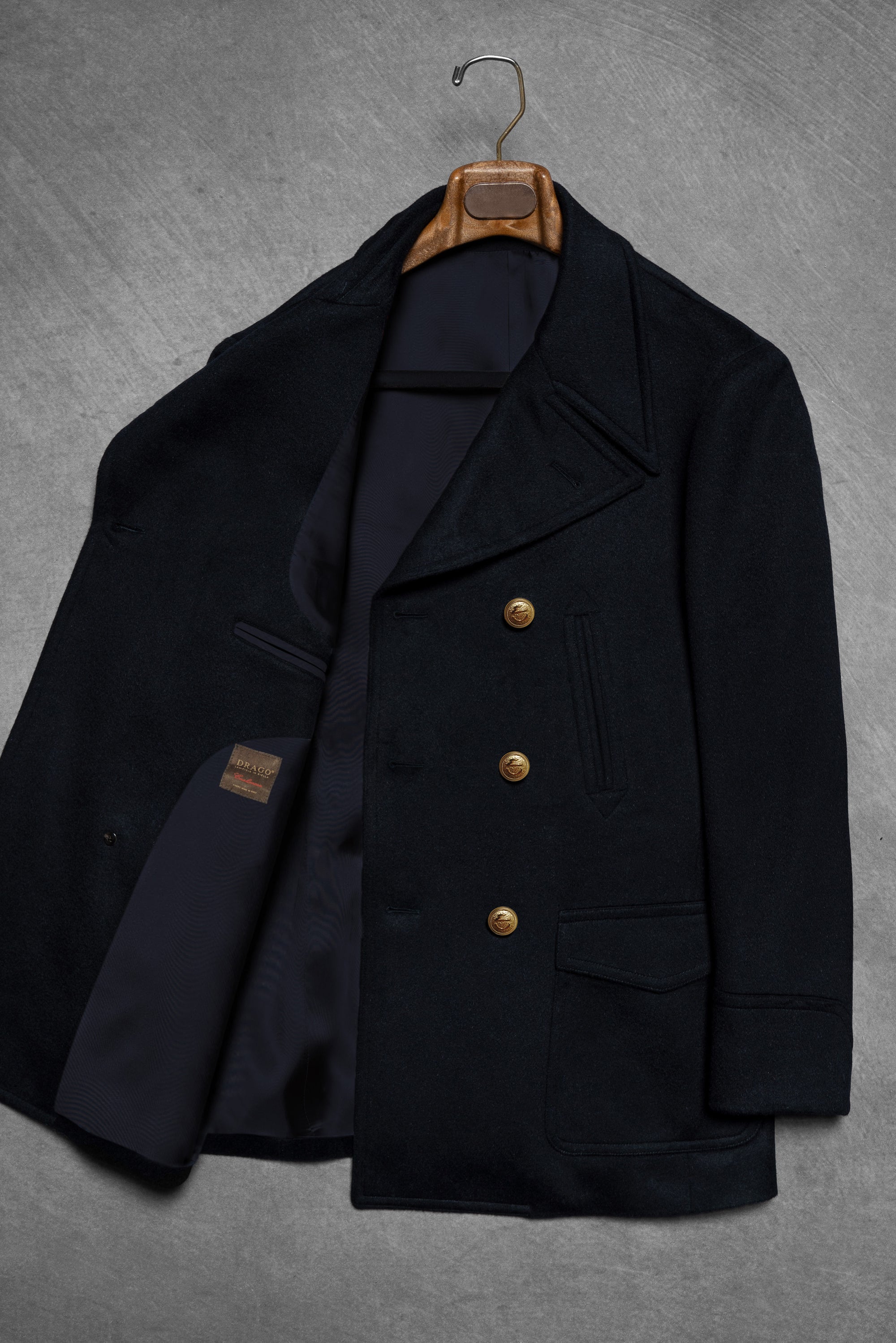 MTO Navy Cashmere Silk Peacoat #433