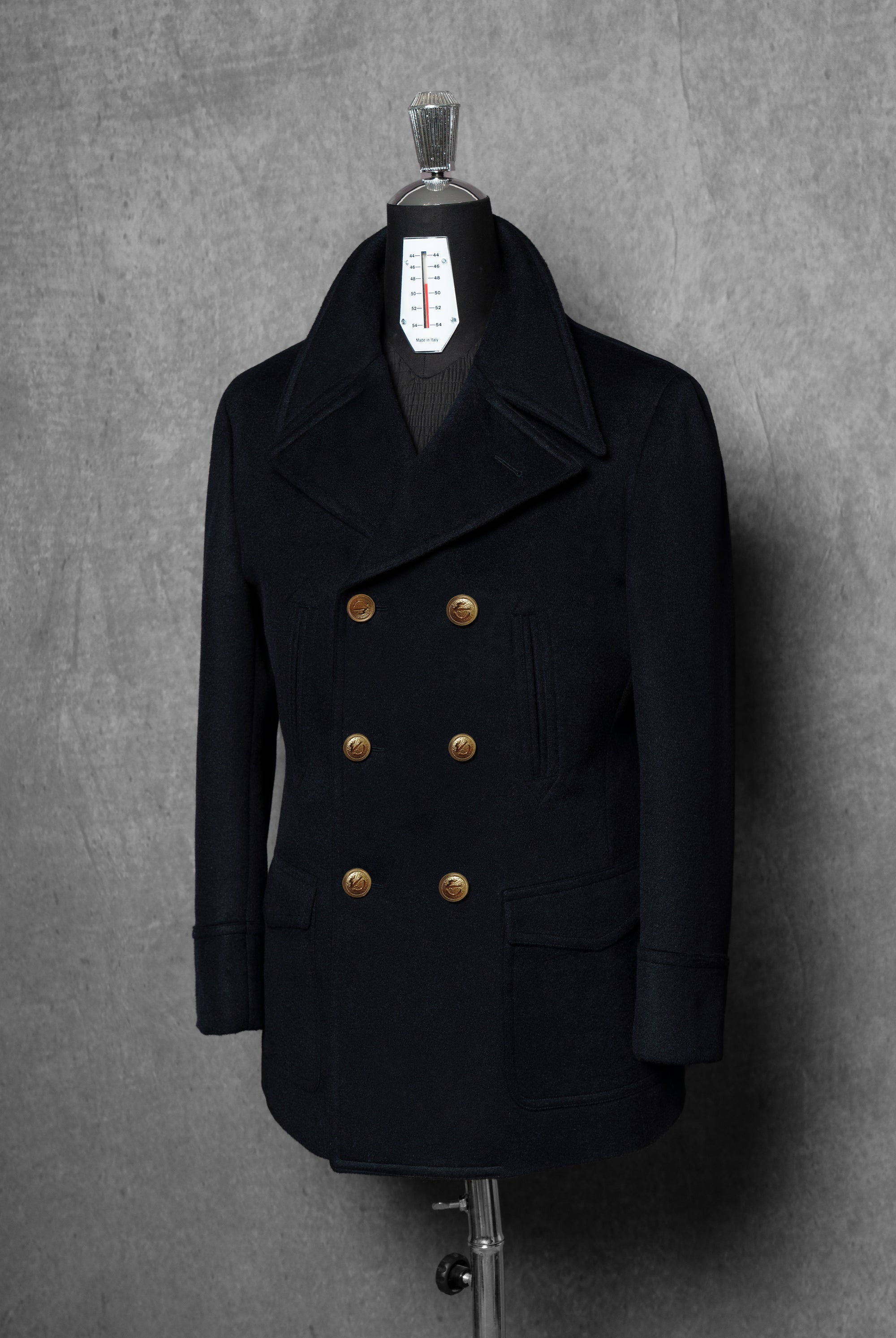 MTO Navy Cashmere Silk Peacoat #433