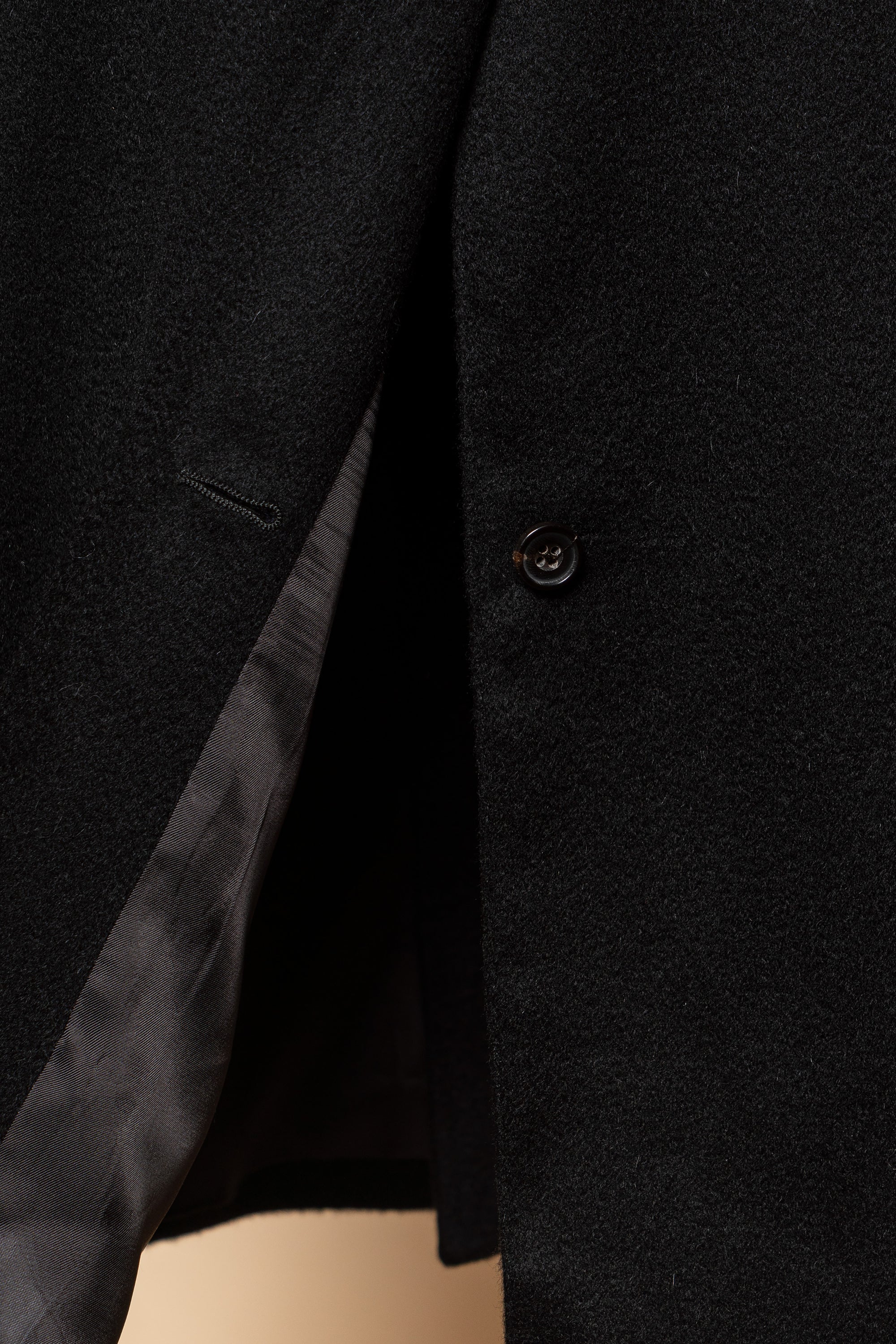 MTO Black Cashmere Balmacaan Coat #438