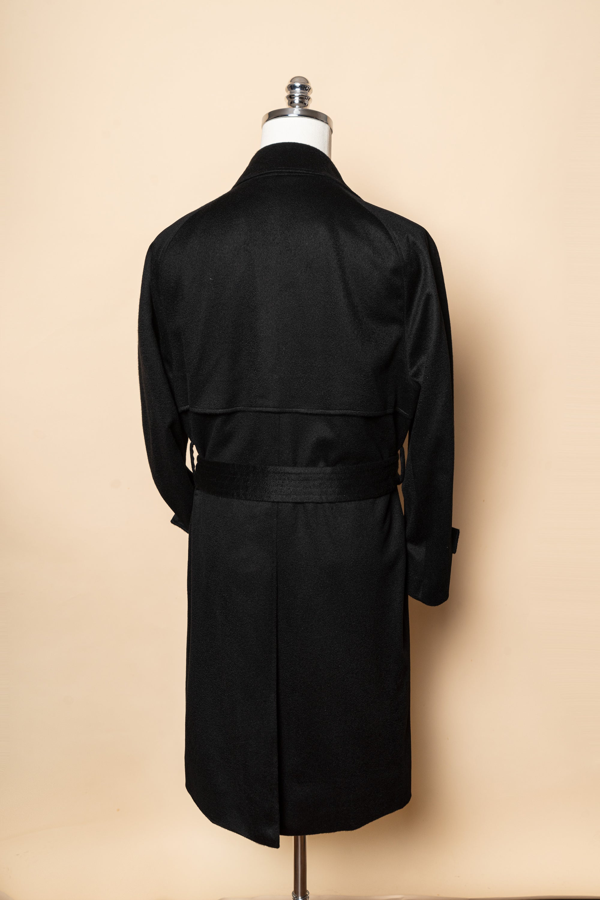 MTO Black Cashmere Balmacaan Coat #438