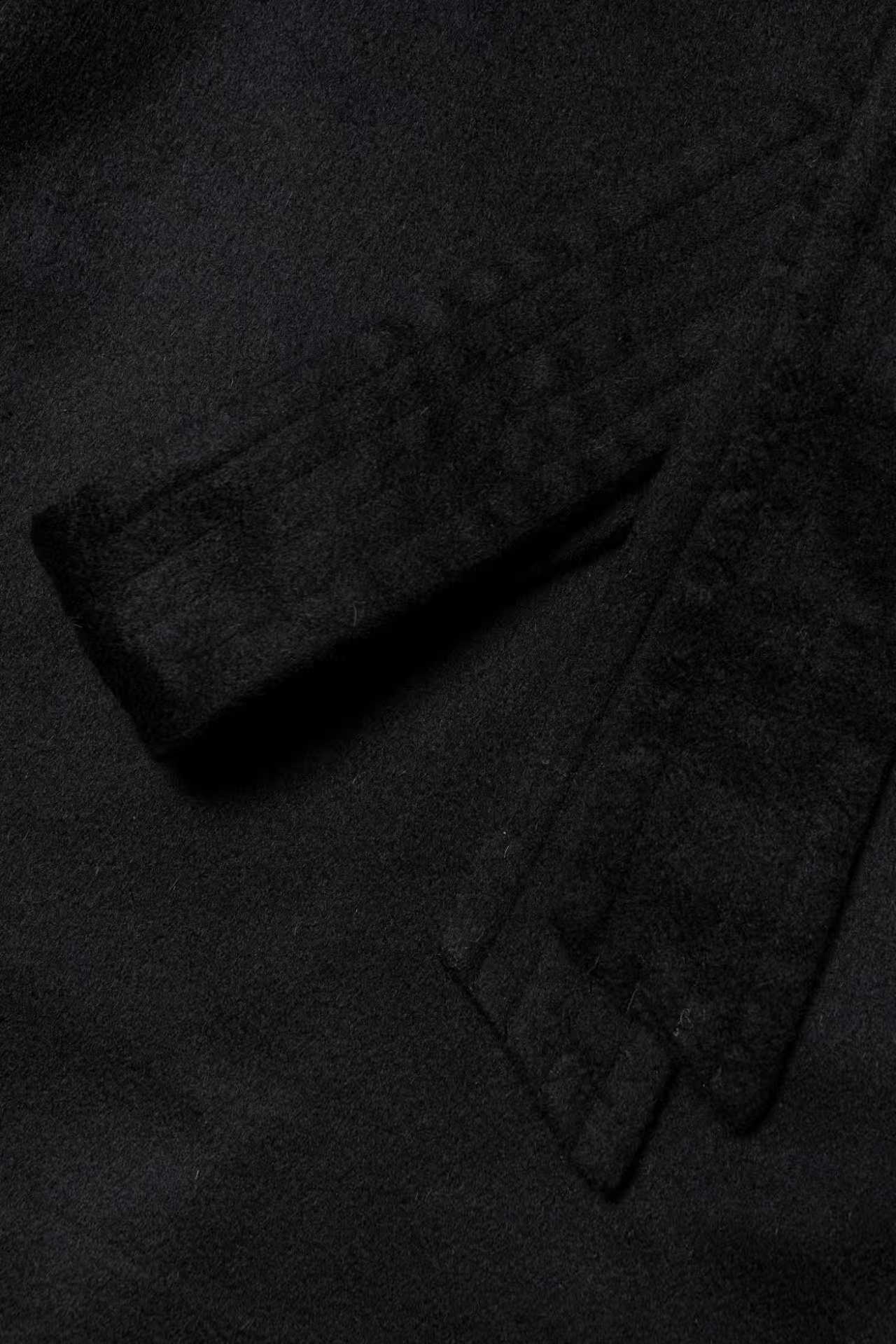 MTO Black Cashmere Balmacaan Coat #438