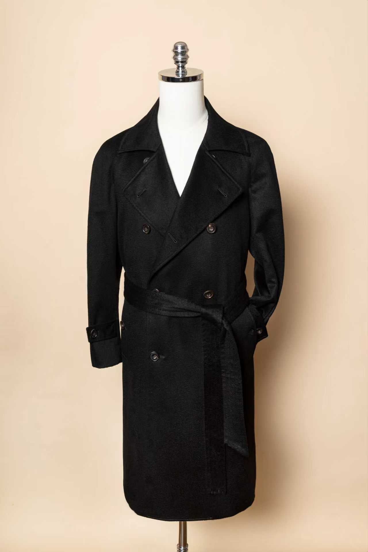 MTO Black Cashmere Balmacaan Coat #438