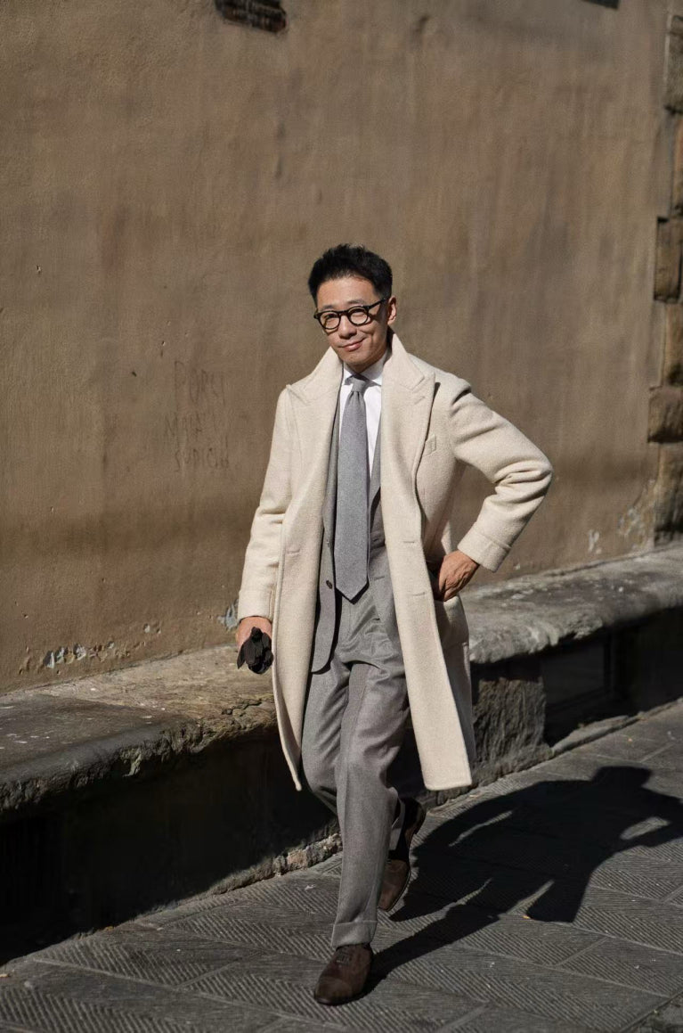 MTO Beige Wool Silk Polo Coat #664