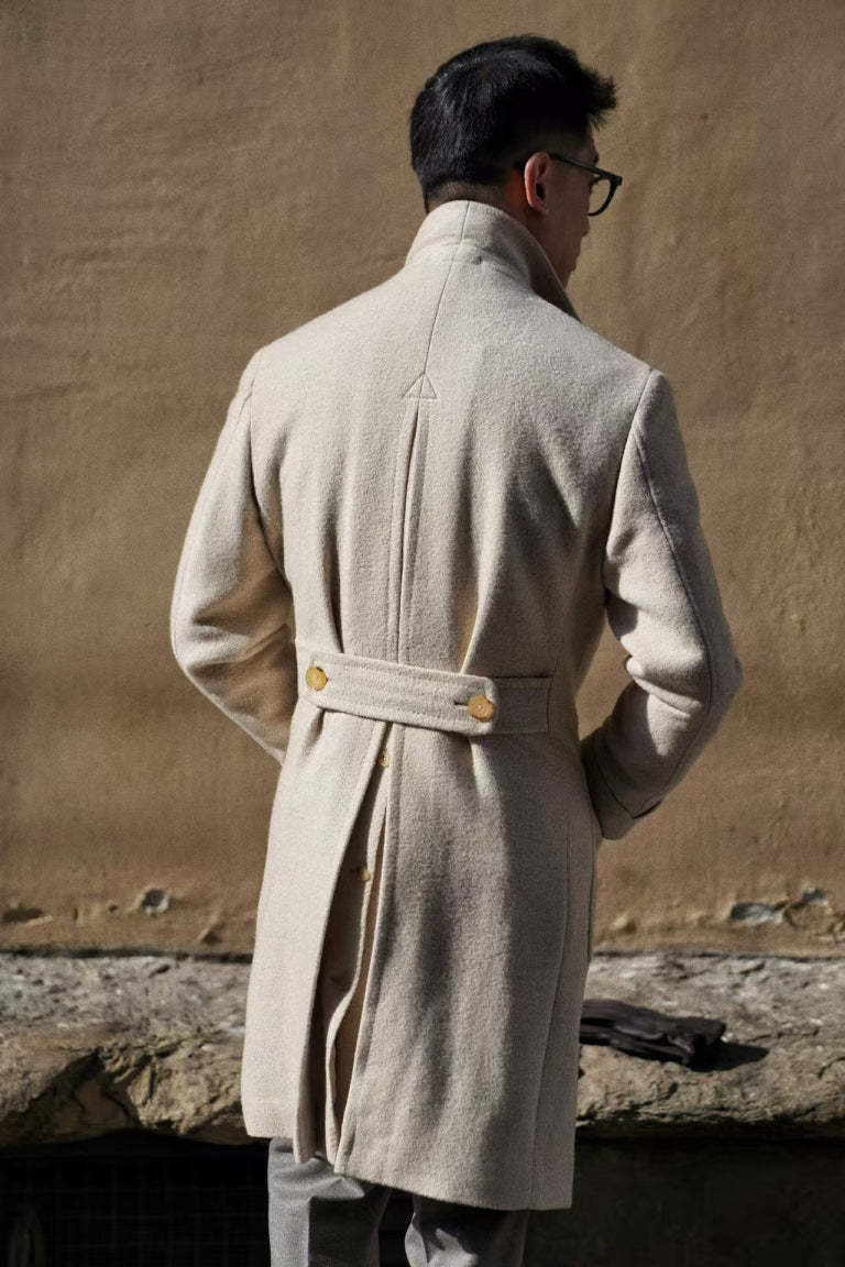 MTO Beige Wool Silk Polo Coat #664