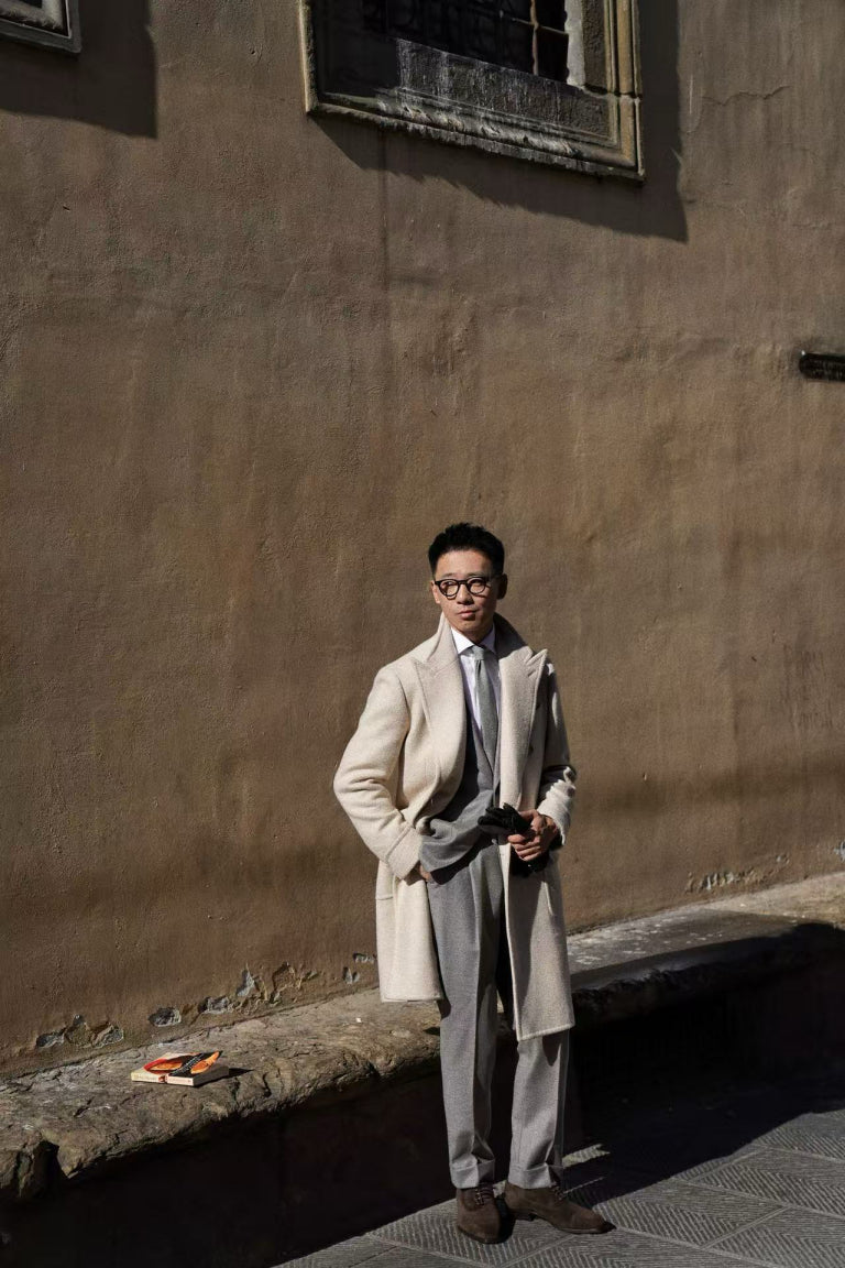 MTO Beige Wool Silk Polo Coat #664