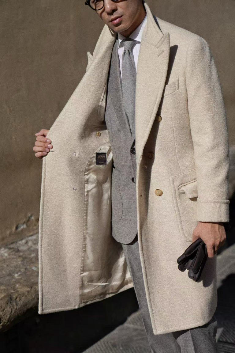 MTO Beige Wool Silk Polo Coat #664